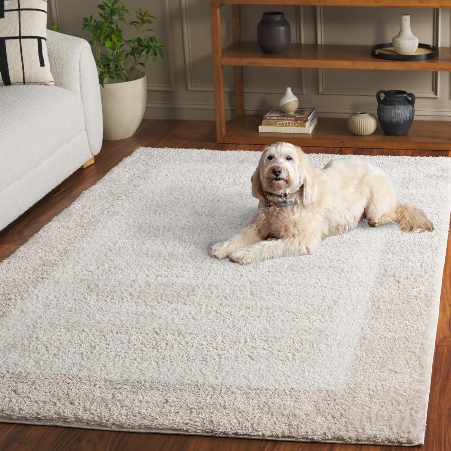 August Shag 900 AUG900 Power Loomed Indoor Area Rug - Ivory - 4'x6' - Safavieh