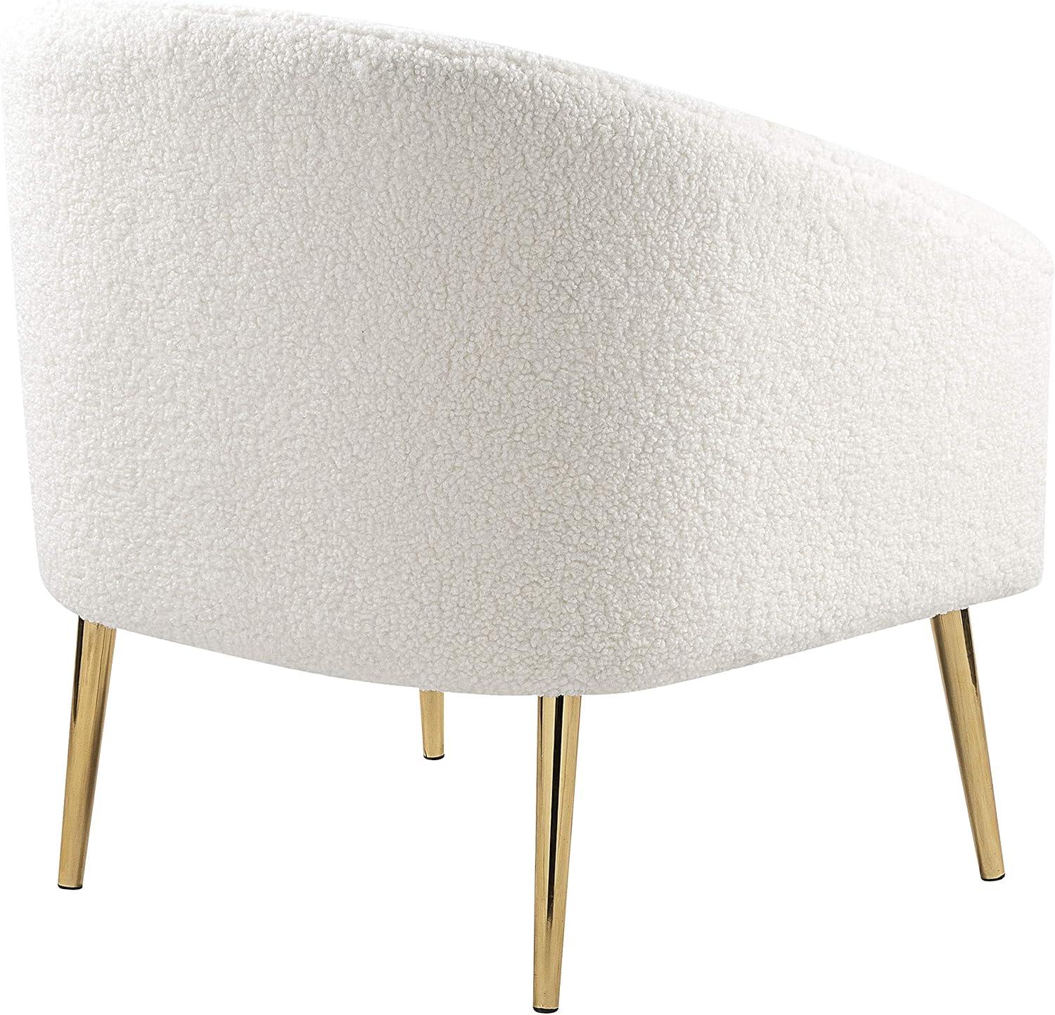 Meridian Furniture Barlow Faux Sheepskin Fur Accent Chair with Gold Legs