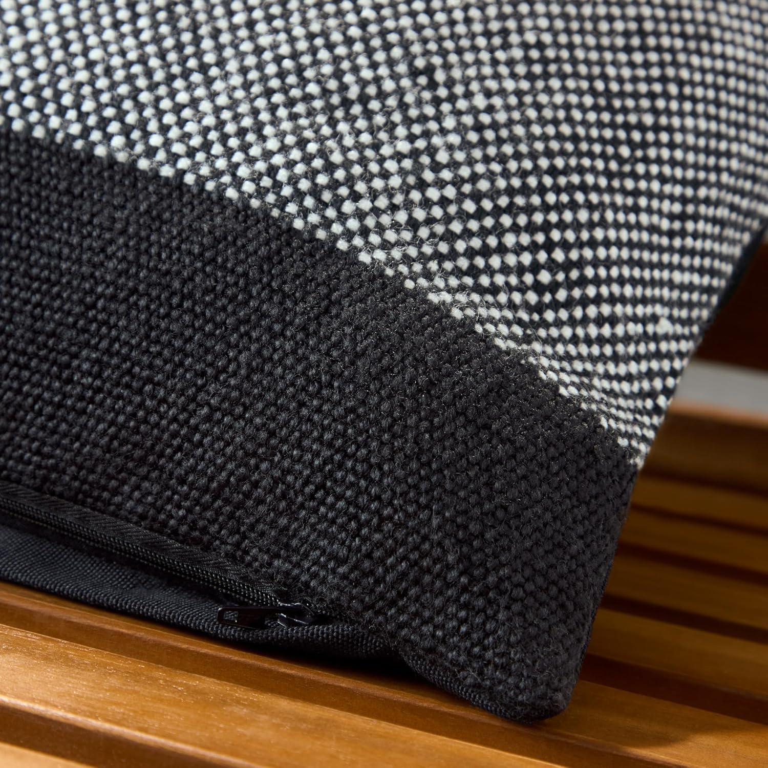 Black and Ivory Square Recycled Material Outdoor Pillow