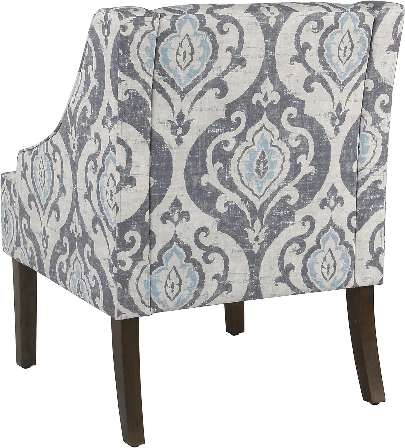 Suri Blue Classic Swoop Accent Chair with Wood Legs