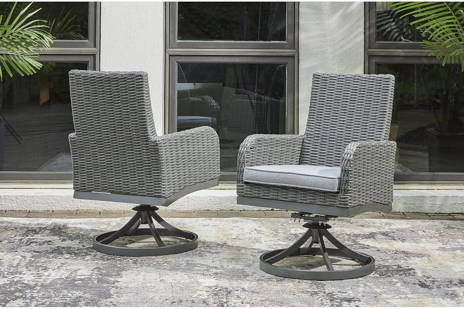 Signature Design by Ashley Elite Park Outdoor Swivel Chair with Cushion(Set of 2), Gray