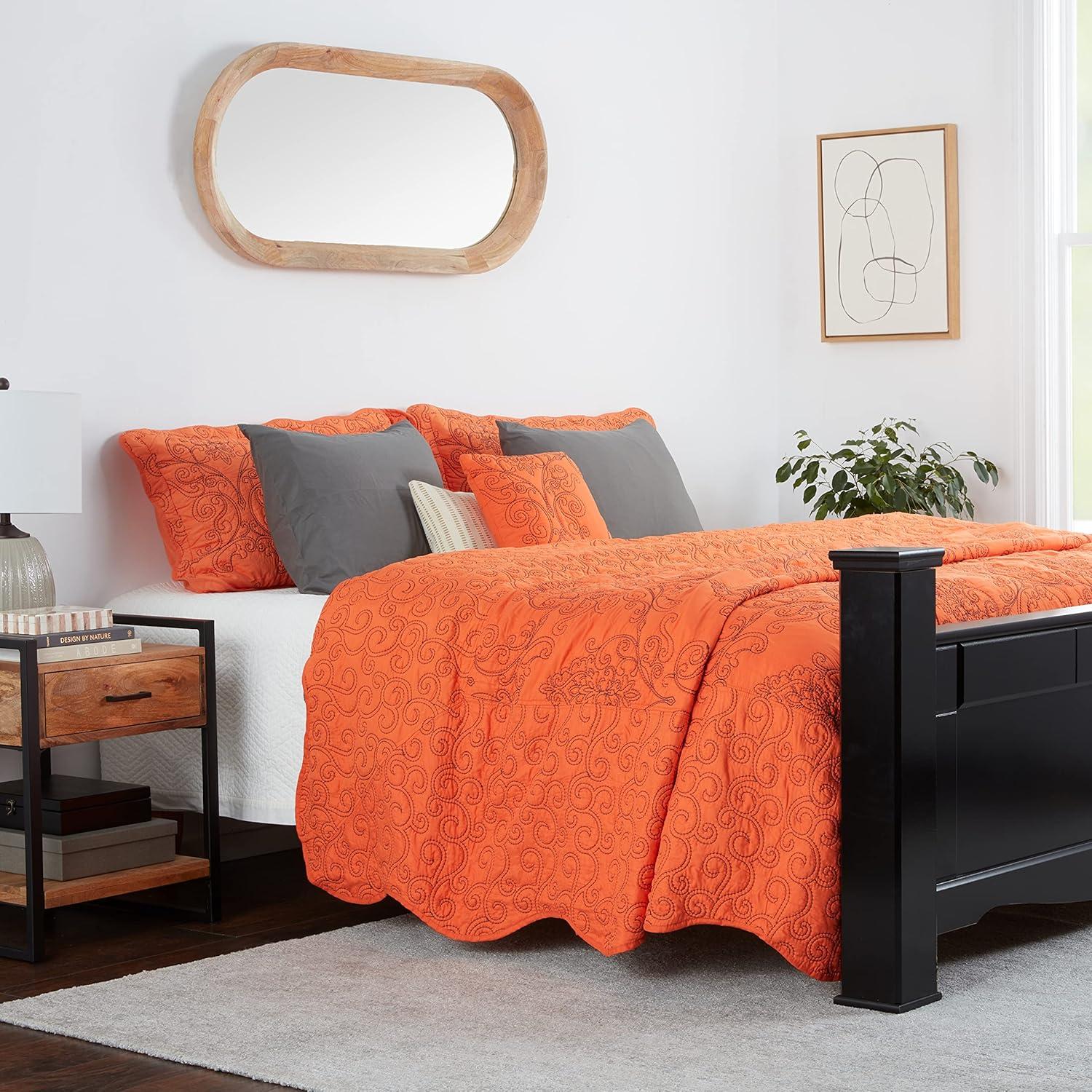 Home Soft Things Damask Embroidery Oversized 4 Piece Quilt Set