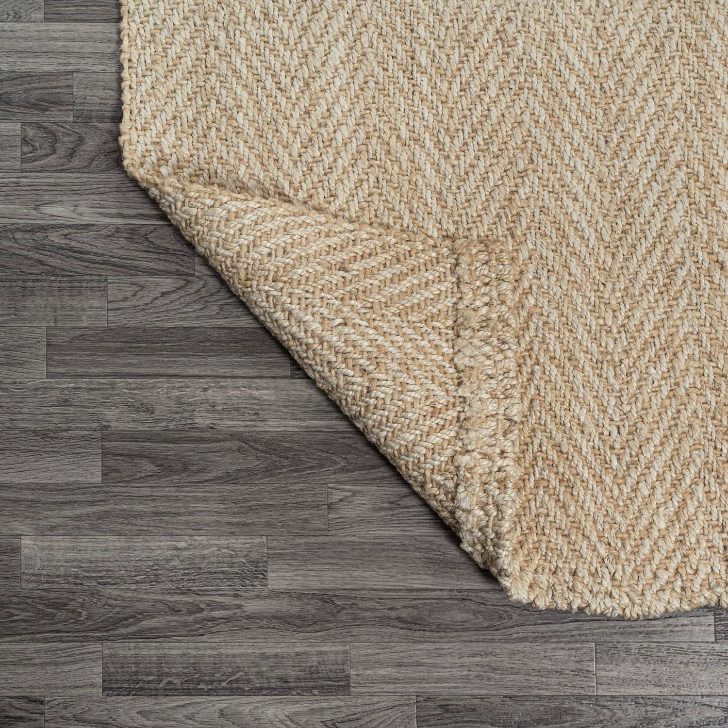 Espina Hand Woven Herringbone Chunky Jute Indoor Area Rug - JONATHAN Y