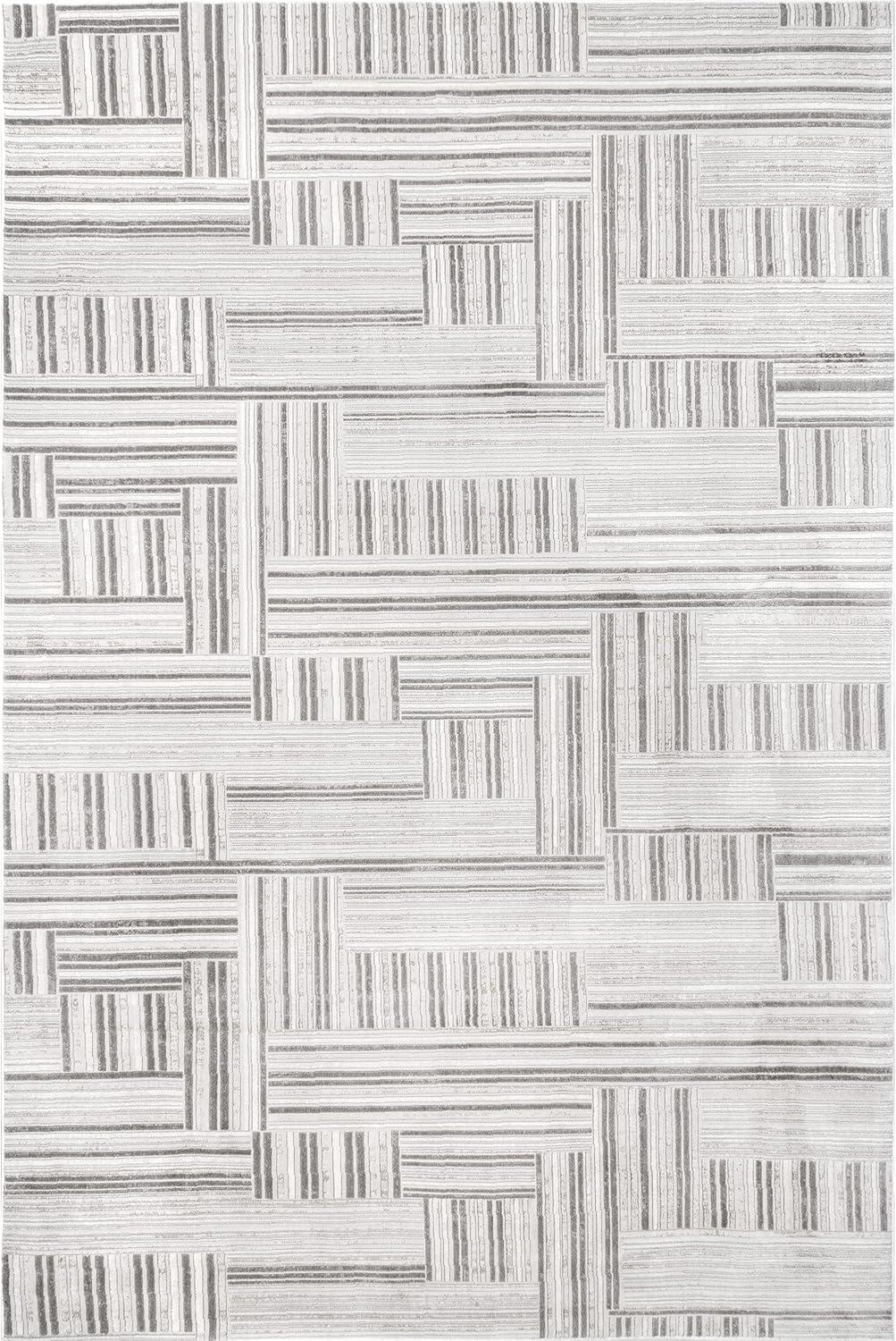 Reversible Abstract Synthetics Area Rug, 5' x 8', Gray