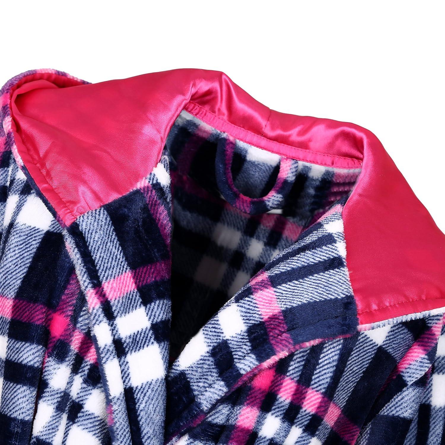 Richie House Women's Plaid Fleece Bathrobe Robe RHW2714-A-XL