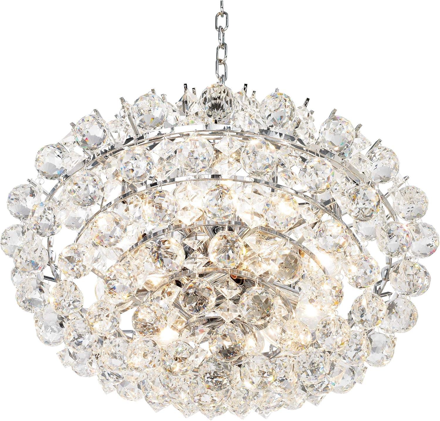 Vienna Full Spectrum Essa Chrome Pendant Chandelier 20" Wide Modern Crystal Balls Diamond Glass 16-Light Fixture for Dining Room Foyer Kitchen Island