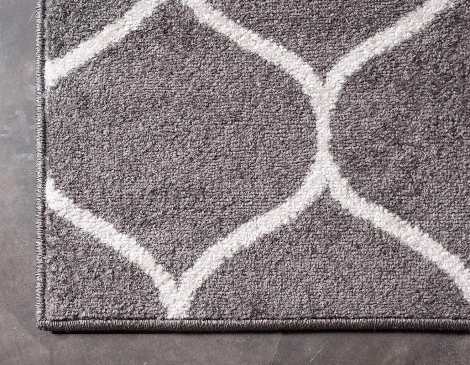 Unique Loom 2' 0 x 6' 0 Trellis Frieze Rounded Dark Gray Area Rug