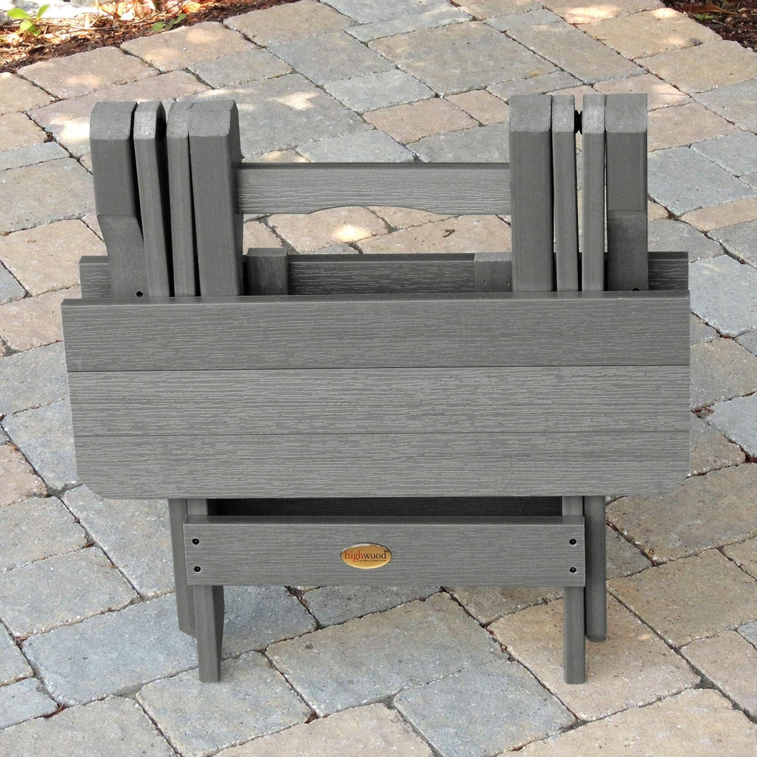 Folding Adirondack Side Table Coastal Teak Gray- Highwood: Weather-Resistant, 304-Grade Stainless Hardware, No Assembly Required