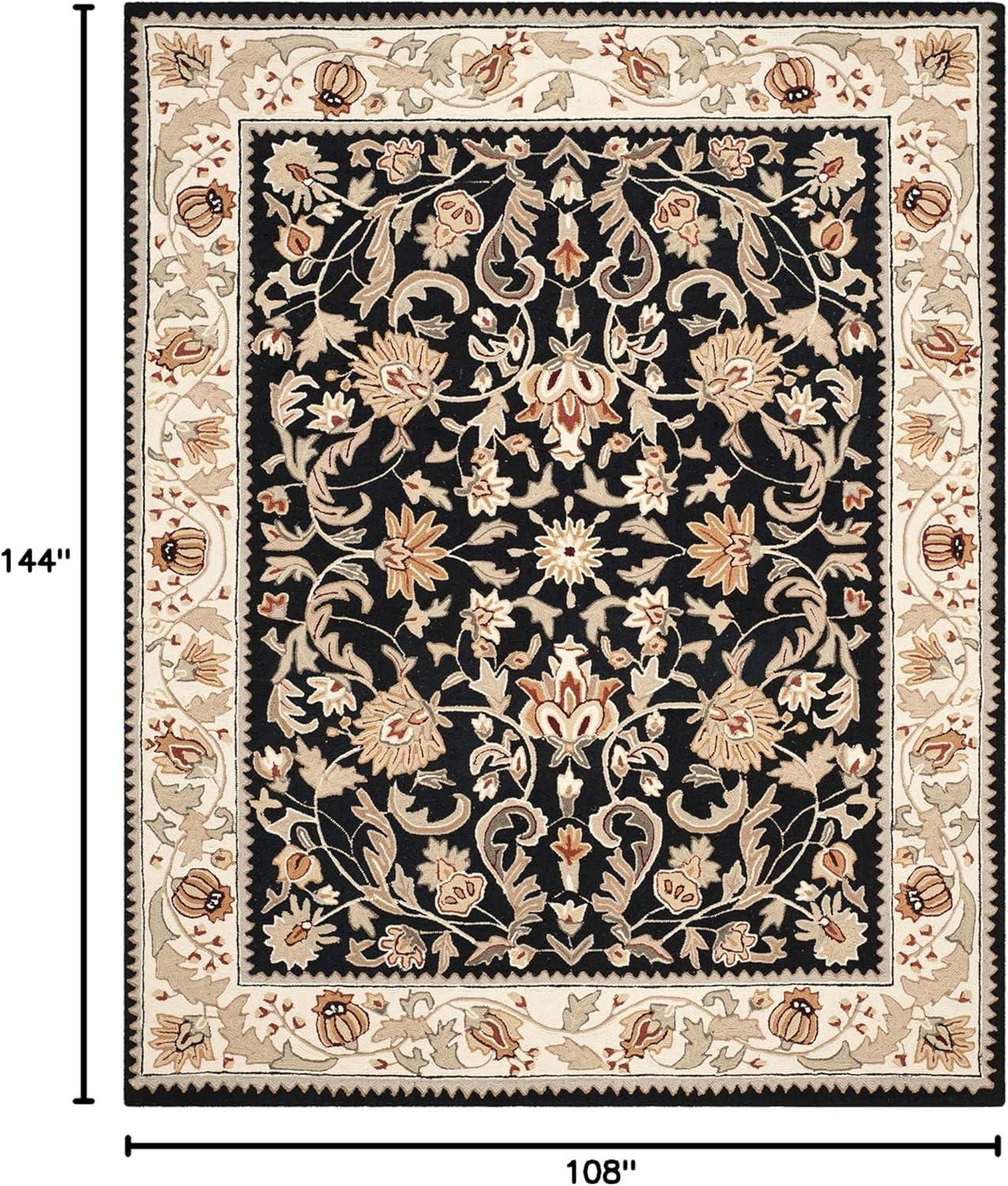 Easy Care EZC101 Hand Hooked Area Rug - Black/Ivory - 8'9"x11'9" - Safavieh.