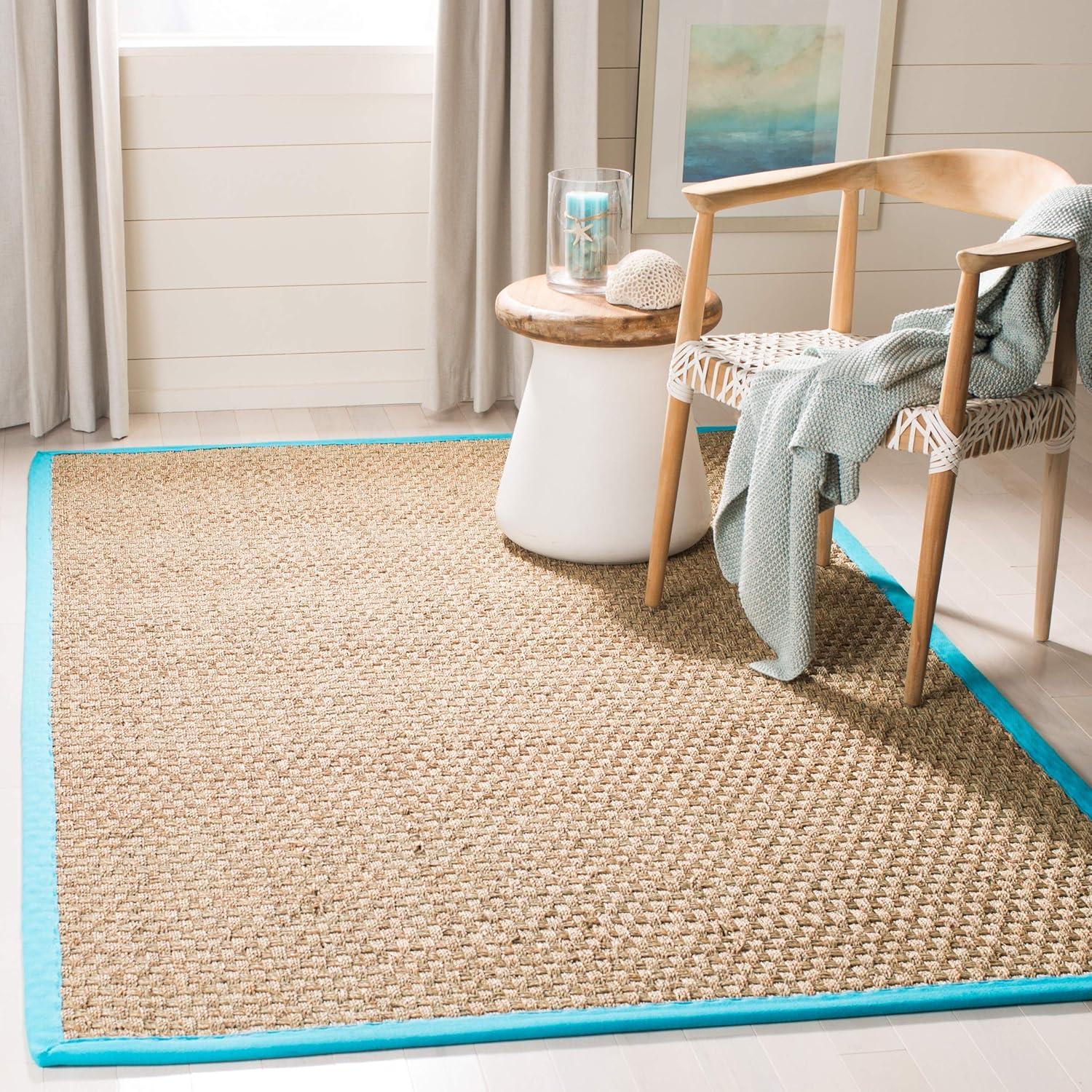 Natural Fiber NF114 Power Loomed Indoor Area Rug - Natural/Turquoise - 6'x6' - Safavieh
