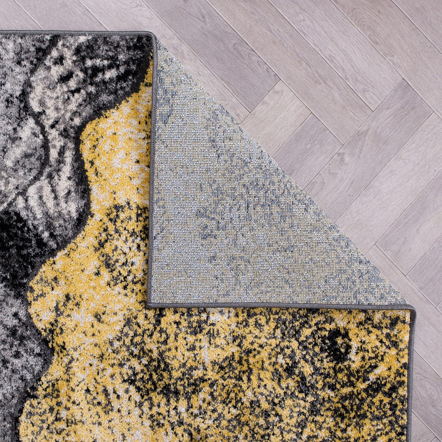 World Rug Gallery Contemporary Floral Design Area Rug - Black 2'x7':  Stain-Resistant,  Low Pile,  Indoor Runner