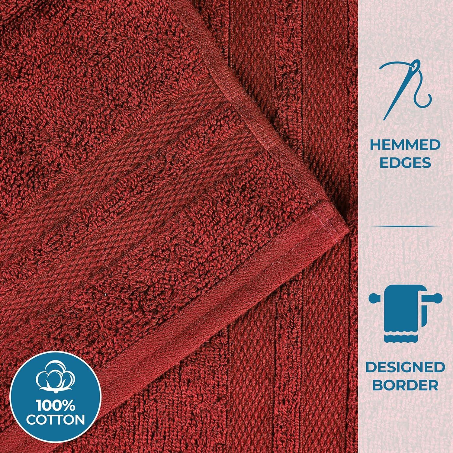Superior Ultra Soft Cotton Solid 6-Piece Towel Sets, Maroon