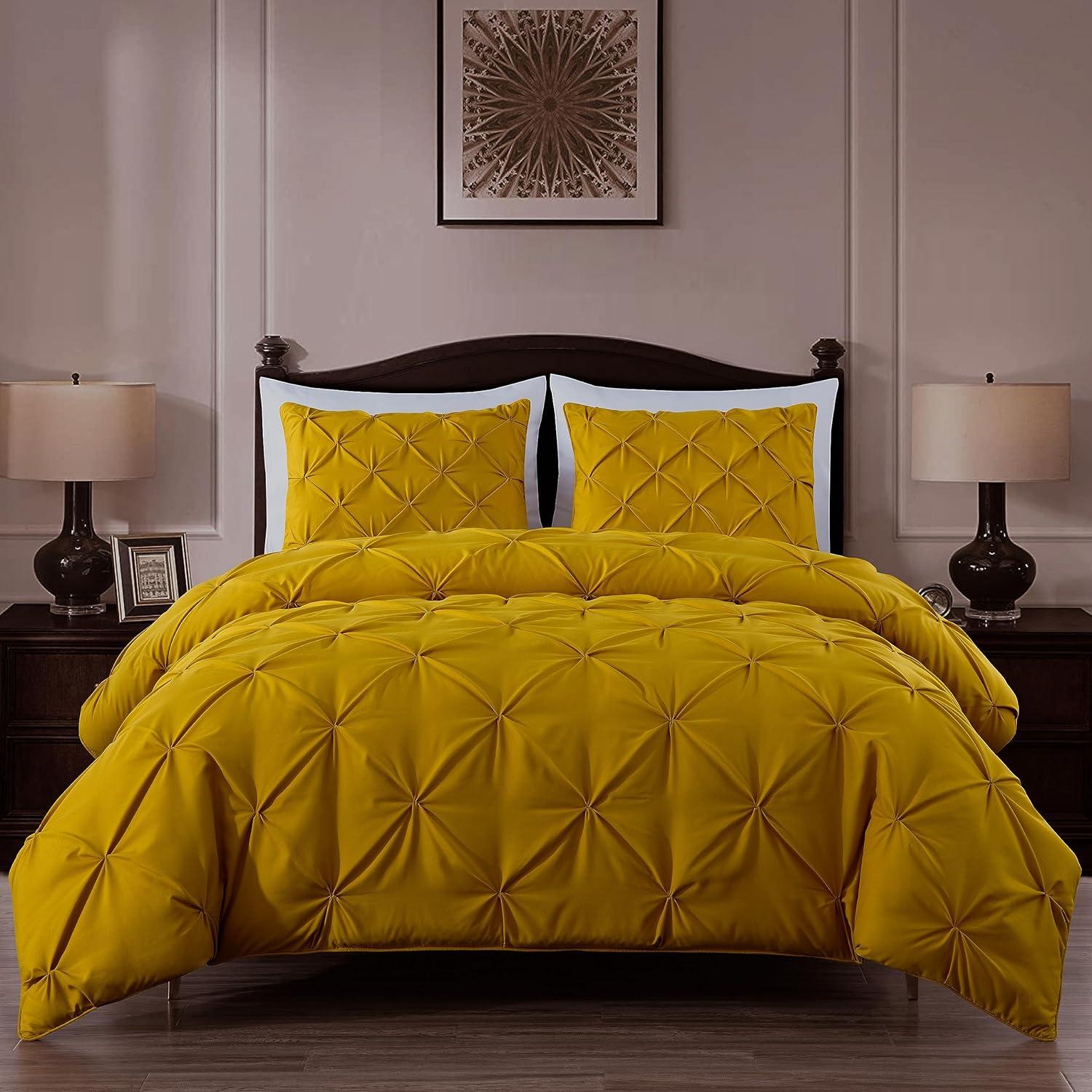 Berlin Mustard Yellow Microfiber King Comforter Set with Pillow Shams