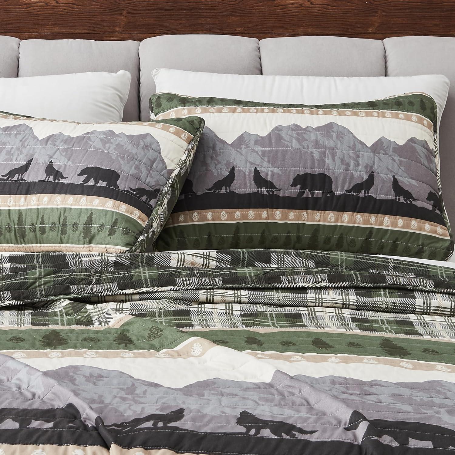 Great Bay Home Rustic Lodge Patchwork Reversible Reversible Quilt Set With Shams  (Full / Queen, Salt Creek)