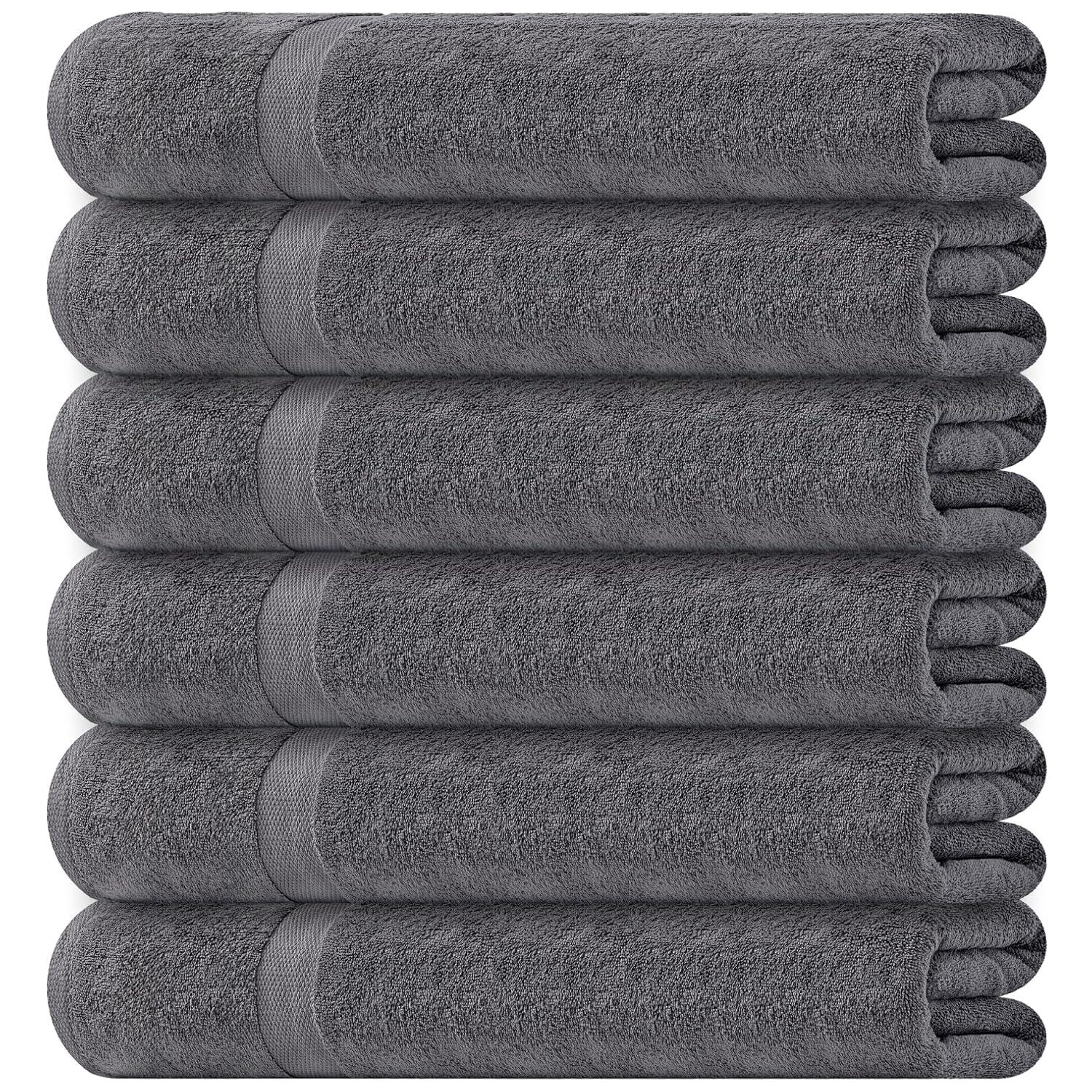White Classic Juego de Toallas de Baño Pequeñas, Paquete de 6 Toallas de Gimnasio de 22 x 44, Toallas de Baño Finas y Ligeras 100% Algodón para Piscina, Spa, Salón, Juego de 6 Pzas para Uso Doméstico y Profesional, Gris