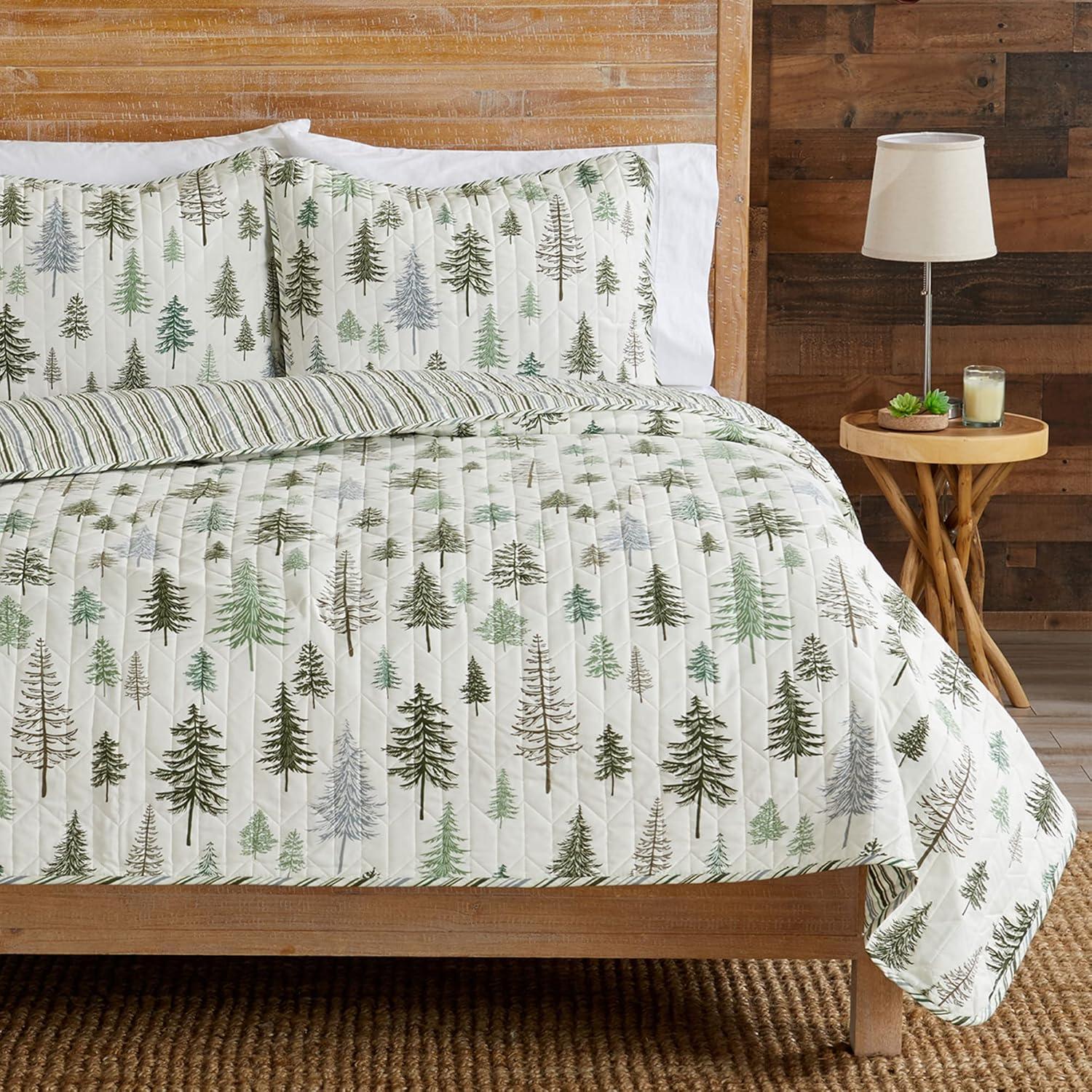 Great Bay Home Rustic Lodge Trees Reversible Quilt Set, Twin, Truckee