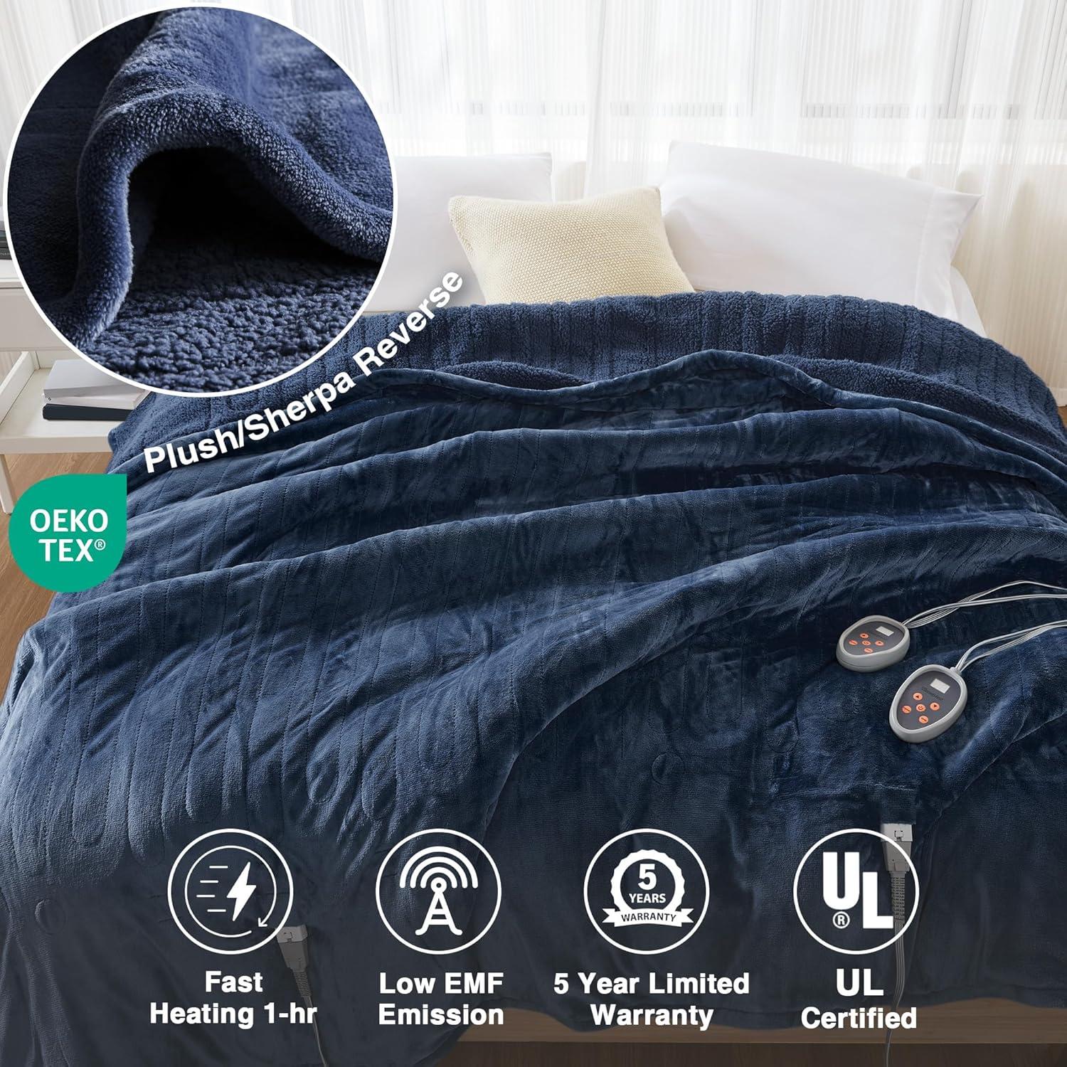 Beautyrest Beautyrest Heated Oversized Microlight to Berber Blanket