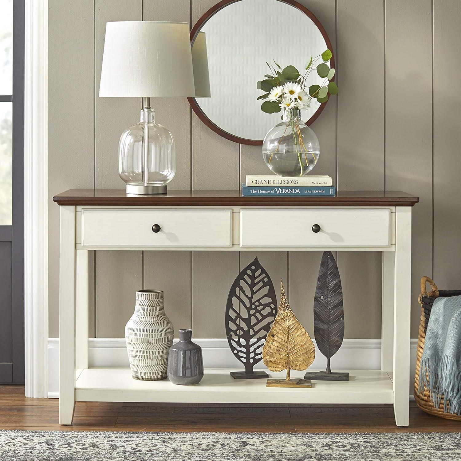Charleston End Table Off White/Chestnut - Buylateral: Mid-Century Modern Design, Drawer & Fixed Shelf