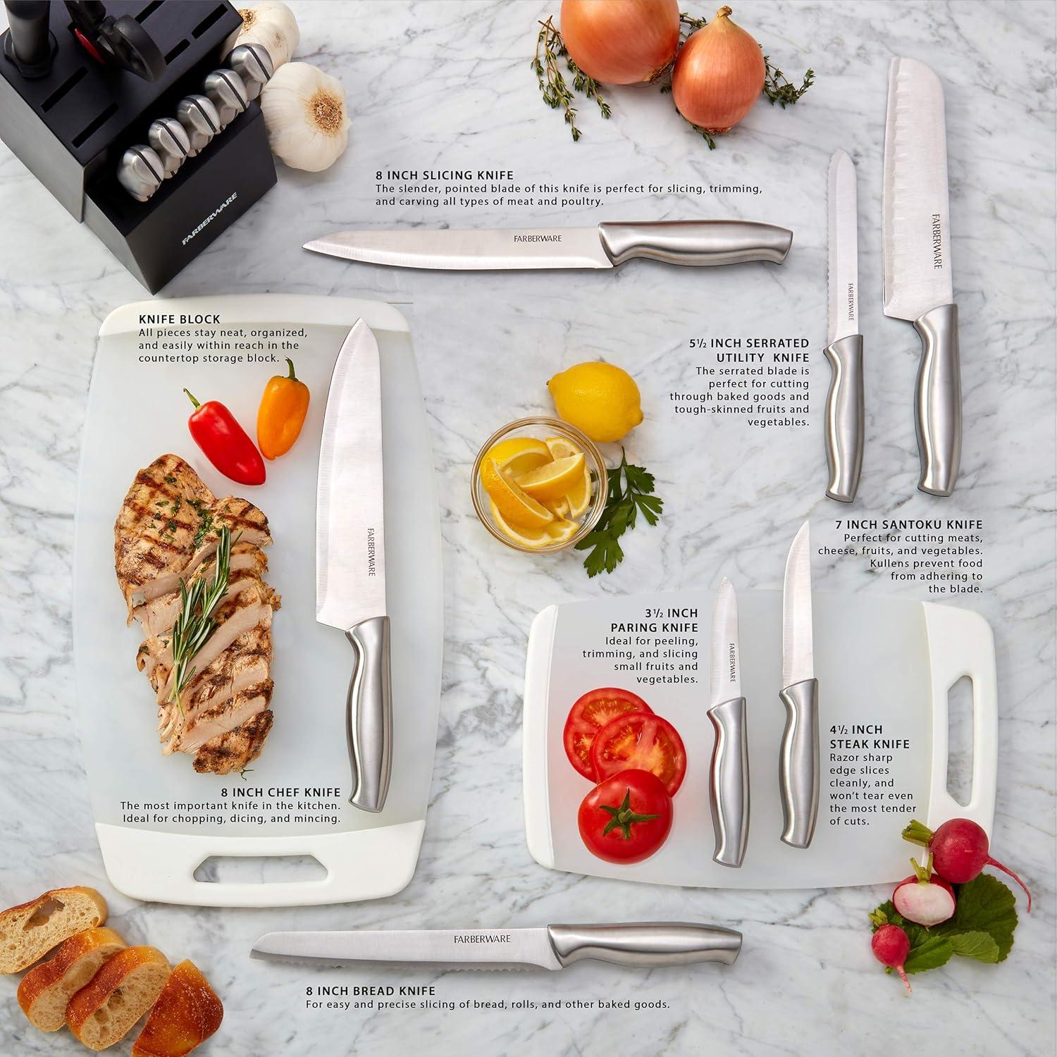 Farberware Farberware 15-Piece High Carbon Stainless Steel Knife Block Set