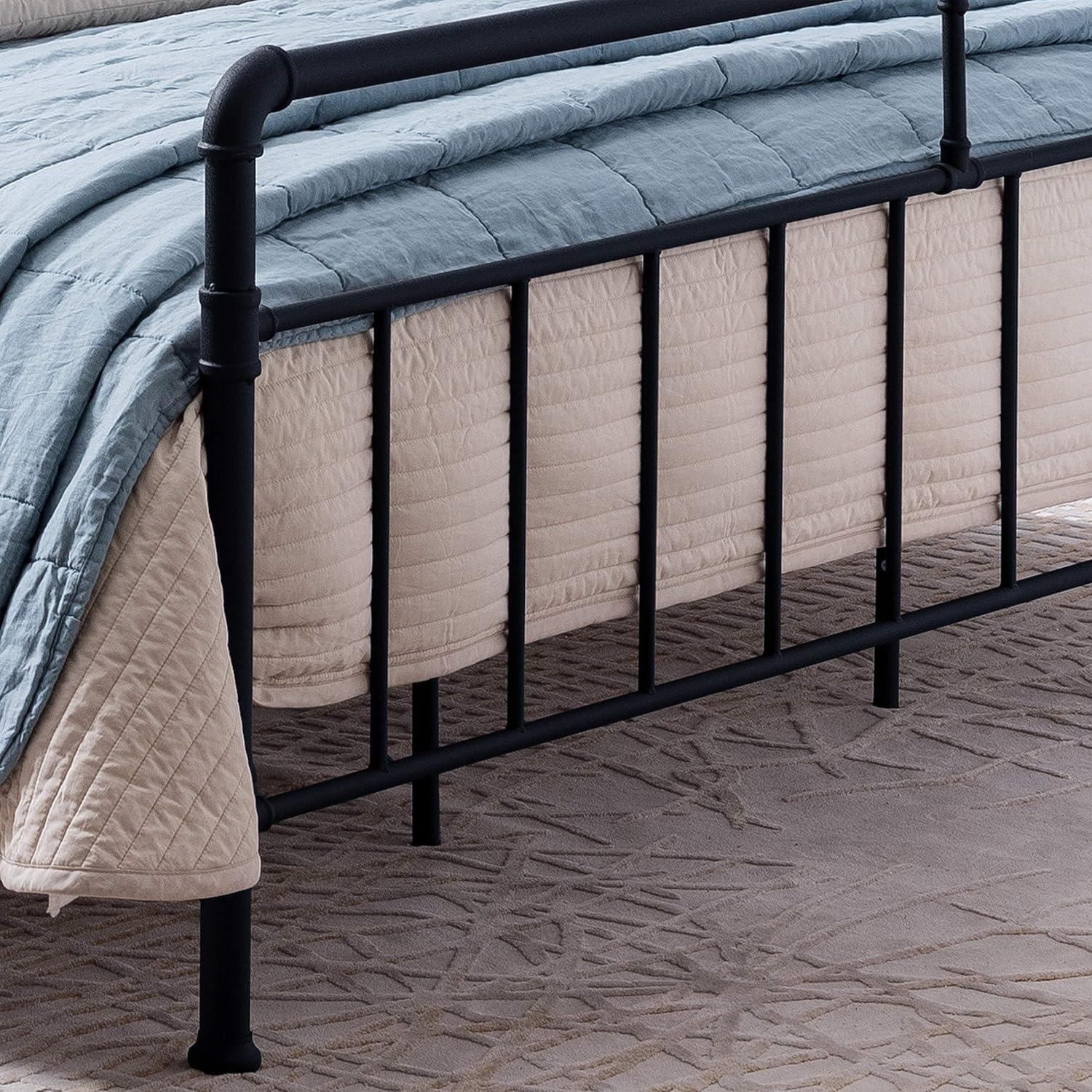 Cherrish King-Size Iron Bed Frame, Minimal, Industrial, Flat Black