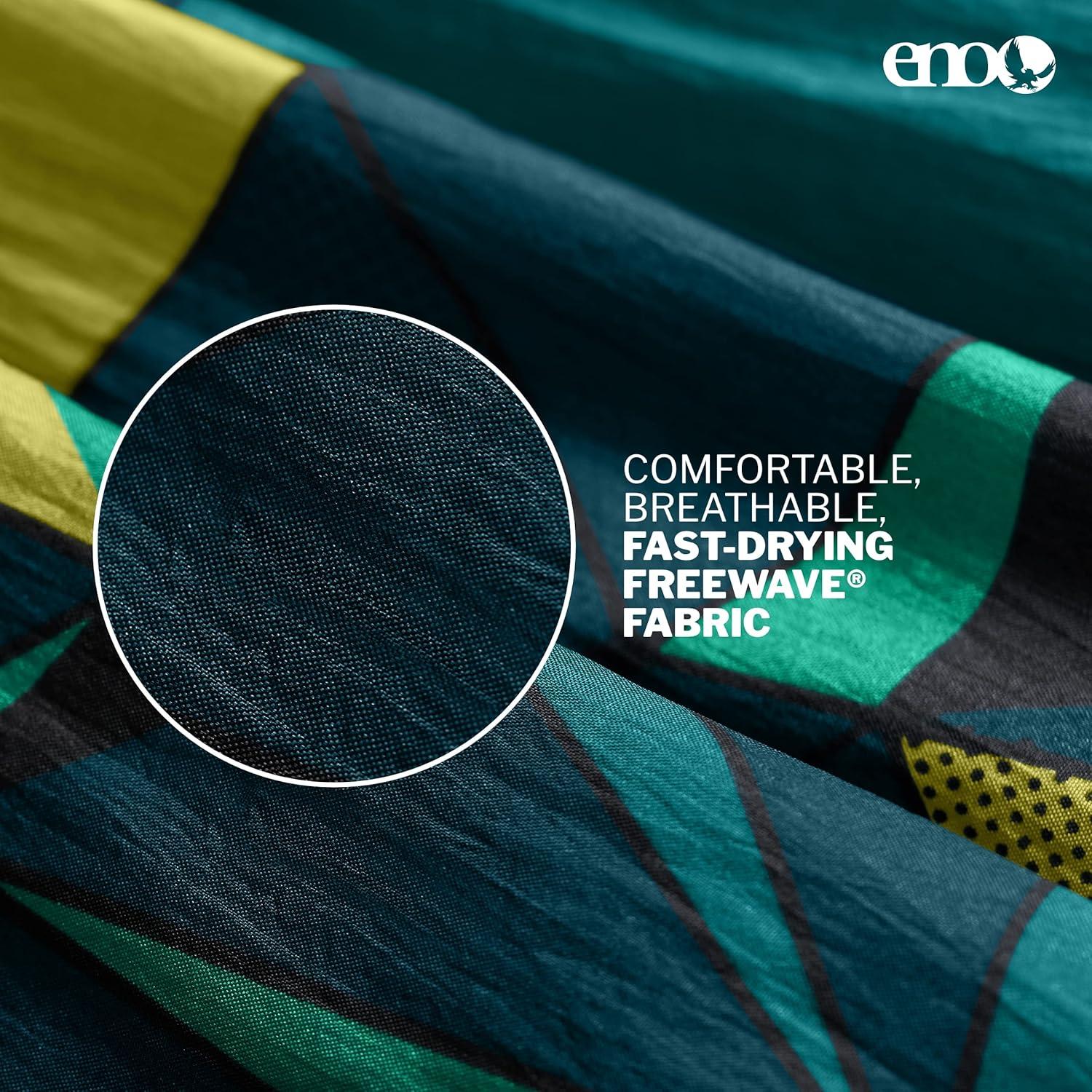 ENO, Eagles Nest Outfitters DoubleNest Print Lightweight Camping Hammock, 1 to 2 Person, Retro/Emerald
