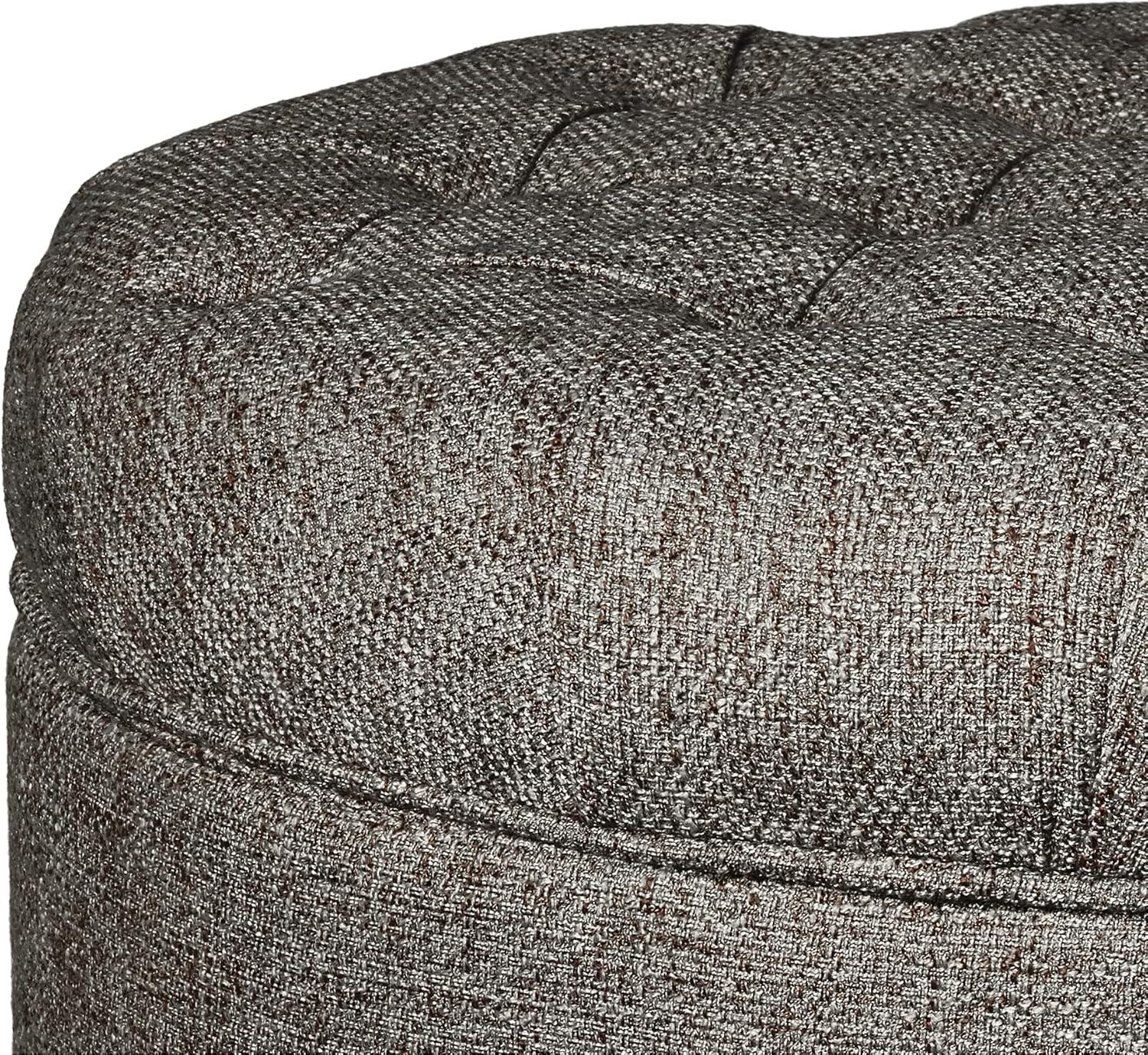 Elegant Dark Gray Tufted Round Cocktail Ottoman with Storage