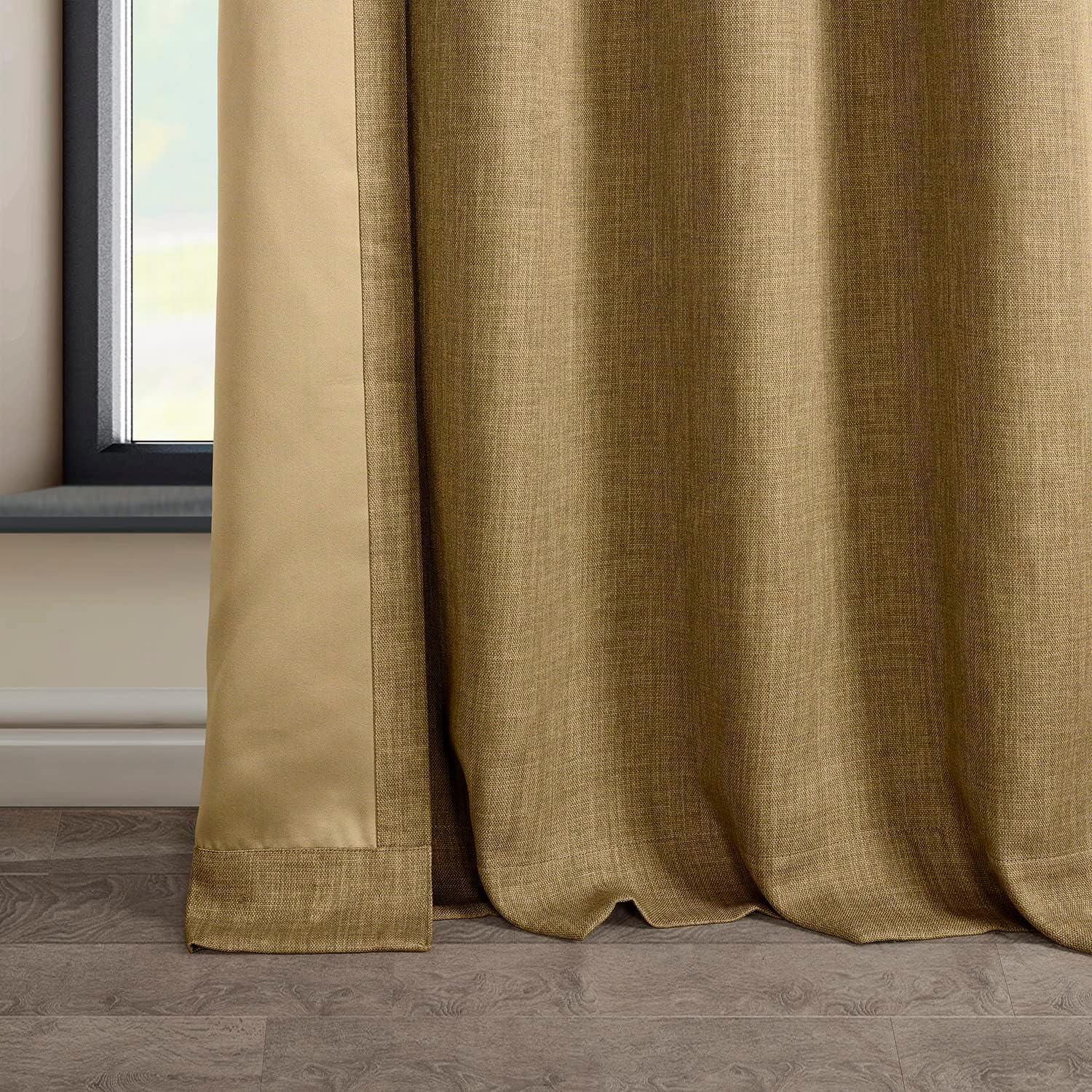 Butterscotch Faux Linen Room Darkening Grommet Curtain Panel