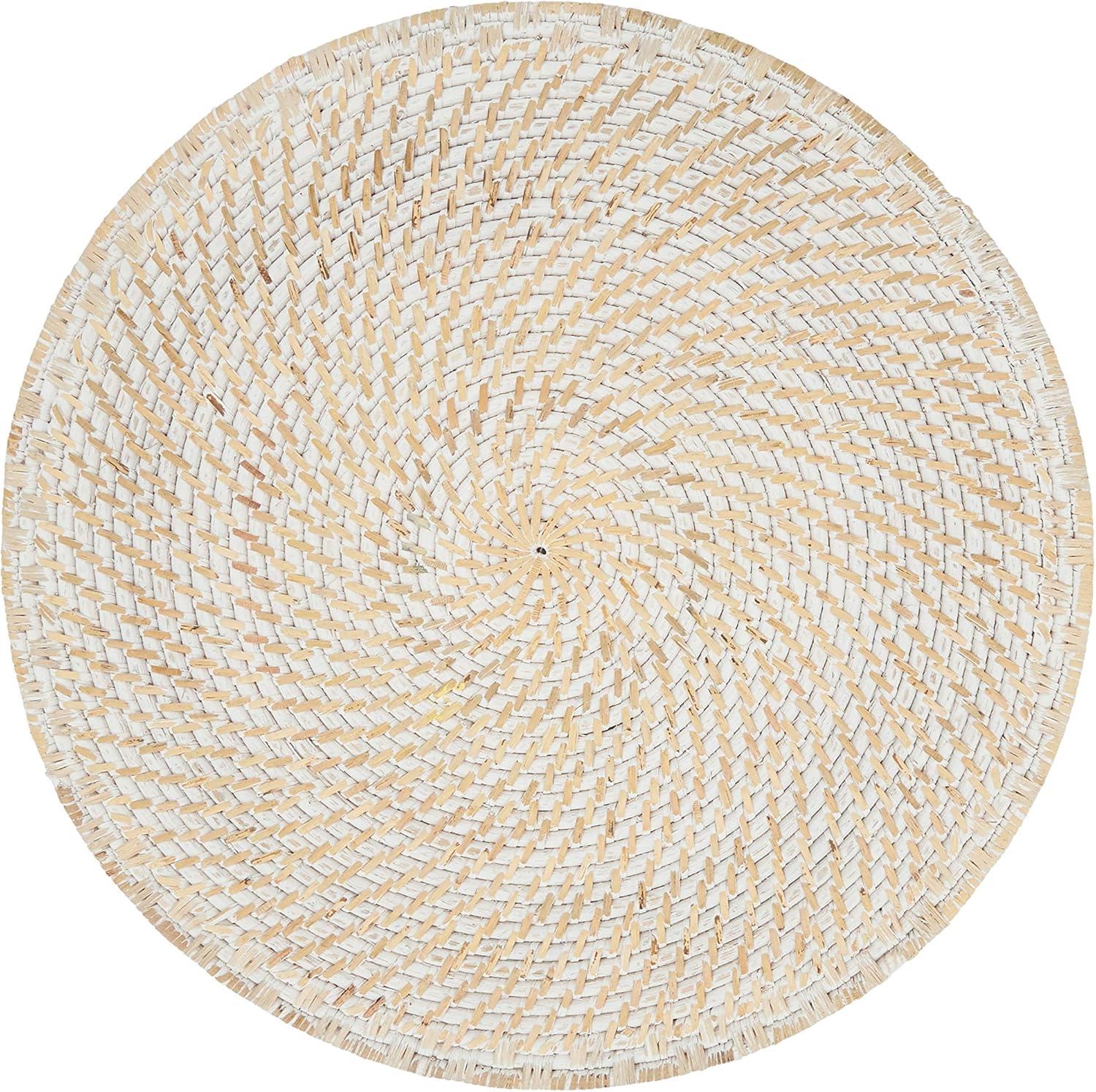 Natural Woven Rattan Round Placemats, Set of 4