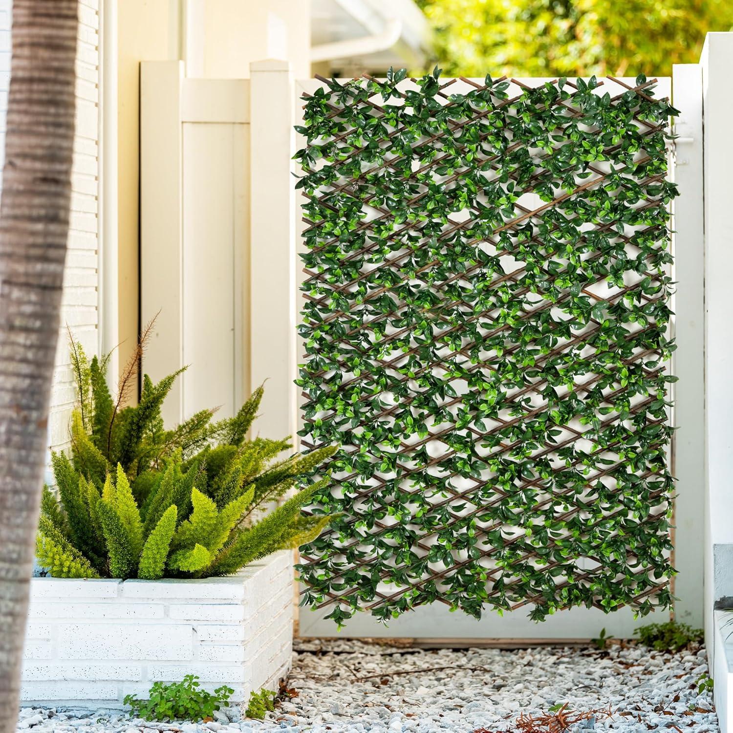 Nearly Natural 40in. x 80in. UV Resistant Artificial Gardenia Expandable Privacy Fence Screen (Indoor/Outdoor)