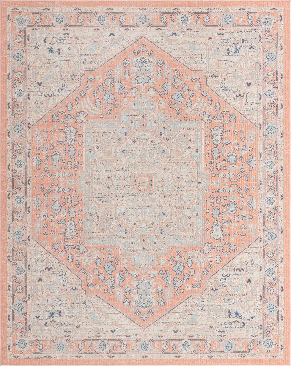 Unique Loom Whitney Collection Area Rug - Milano (10'  x 14' Rectangle Powder Pink/Blue)