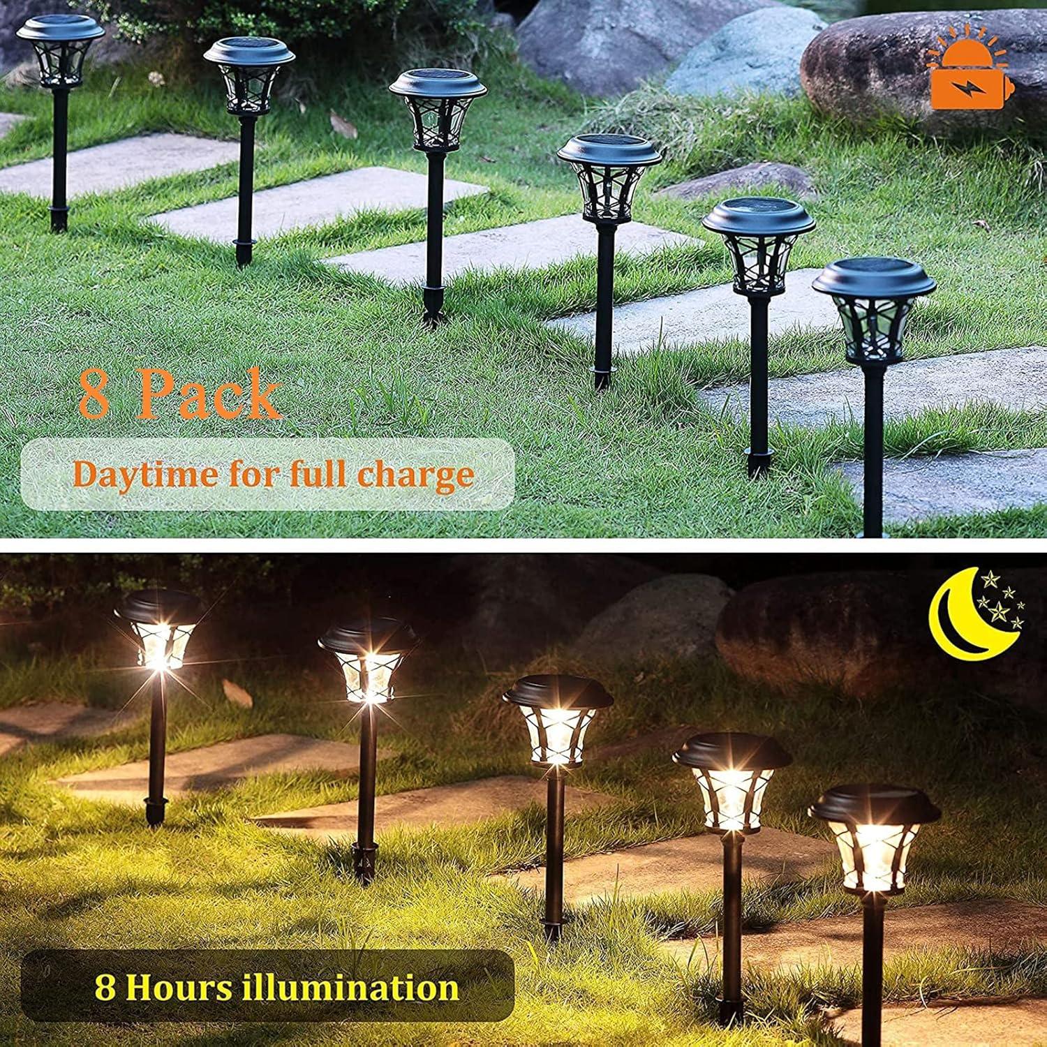 MAGGIFT Solar Pathway Lights Outdoor Waterproof 6 Pack 25 Lumen, Stainless Steel & Glass Solar Garden Lights, Auto On/Off Landscape Lights for Yard Driveway, Walkway, Bright Warm White, Bronze