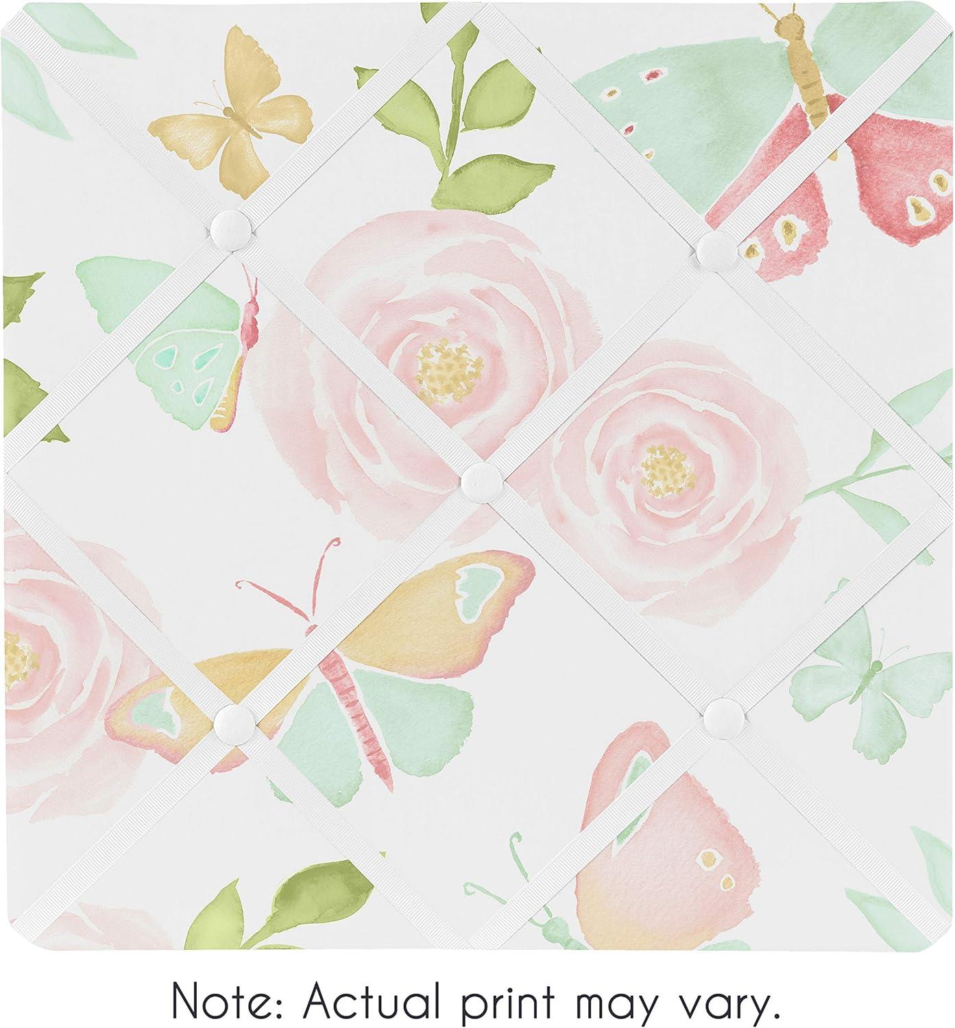 Sweet Jojo Designs Girl Fabric Photo Memo Board Butterfly Floral Pink Green and White