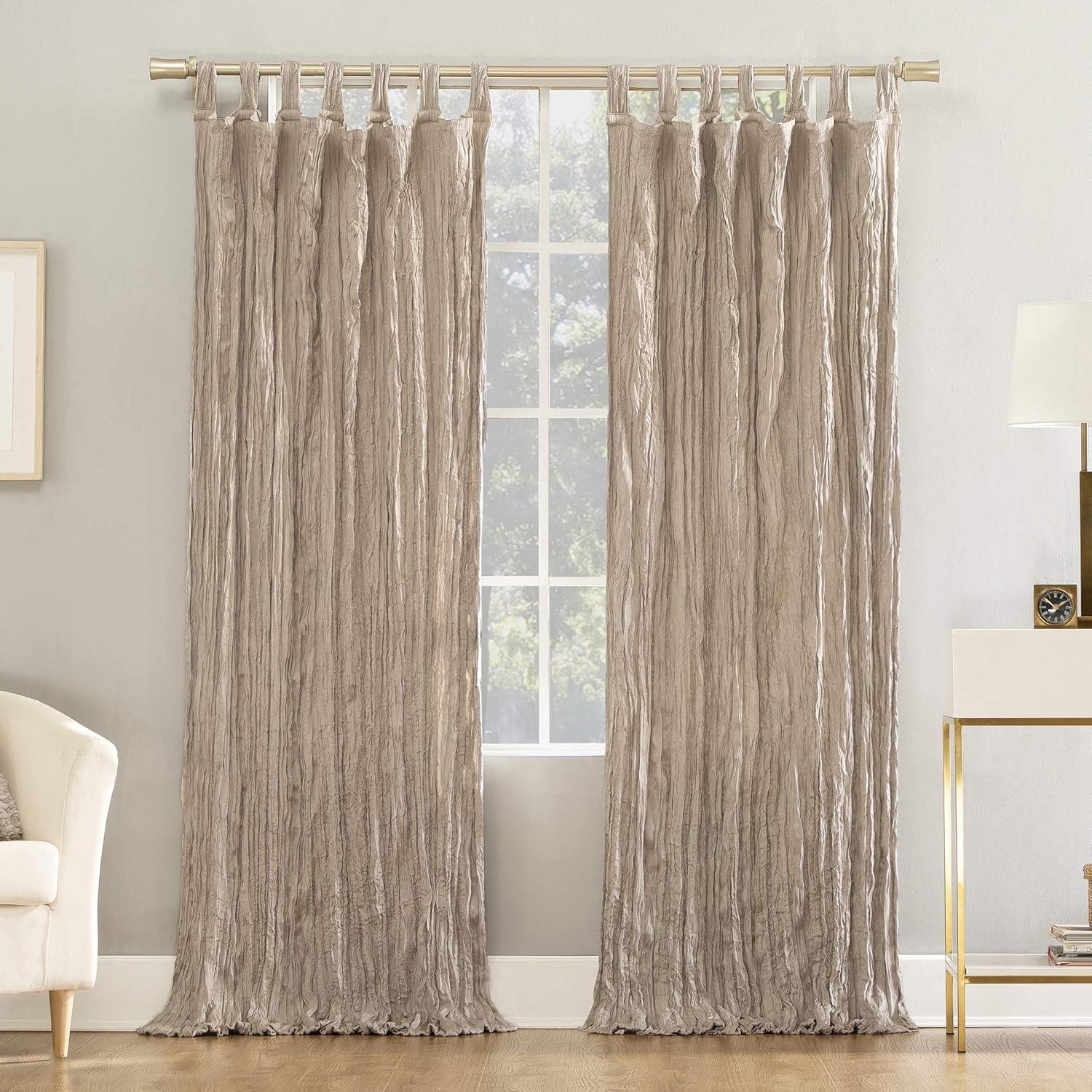 Odelia Distressed Velvet Tab Top Light Filtering Curtain Panel - No. 918