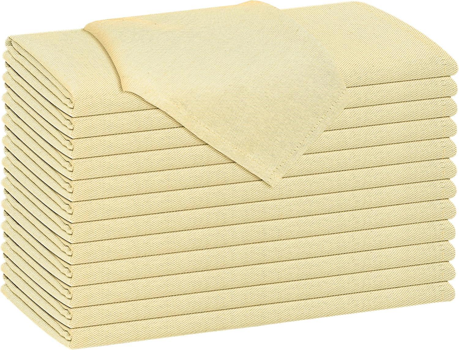 Ruvanti Cloth Napkins Set of 12, 18x18 Reusable Napkins Cloth Washable, Soft & Durable Table Napkins, Polycotton Chambray Dinner Napkins for Parties, Christmas, Thanksgiving, Weddings - Cream