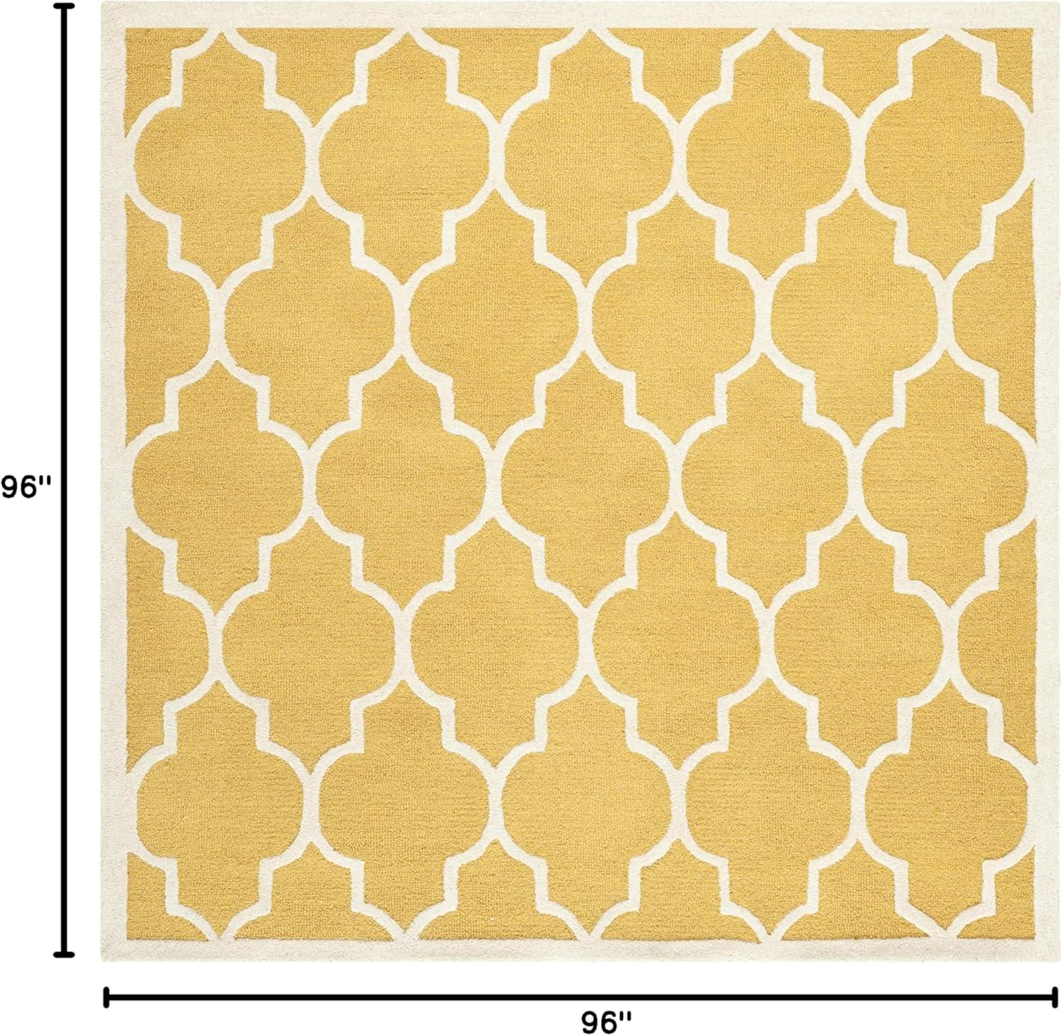 SAFAVIEH Cambridge Kevin Geometric Wool Area Rug, Gold/Ivory, 8' x 8' Square