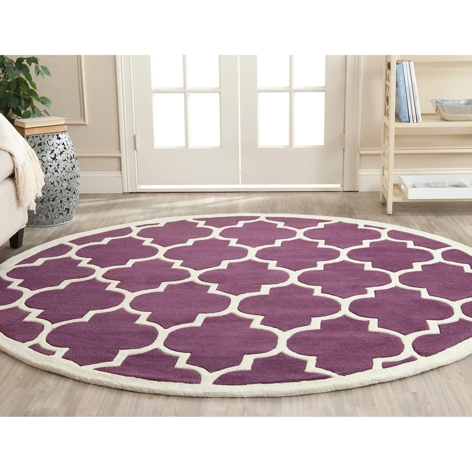 SAFAVIEH Chatham Gavin Geometric Wool Area Rug, Dark Blue/Ivory, 6' x 9'