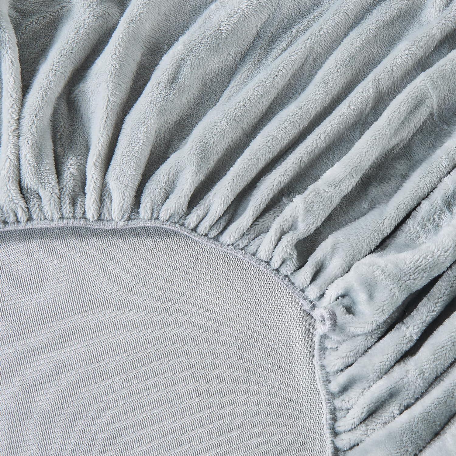 Great Bay Home Fitted Sheet - Ultra Soft Velvet Plush - California King, Light Grey