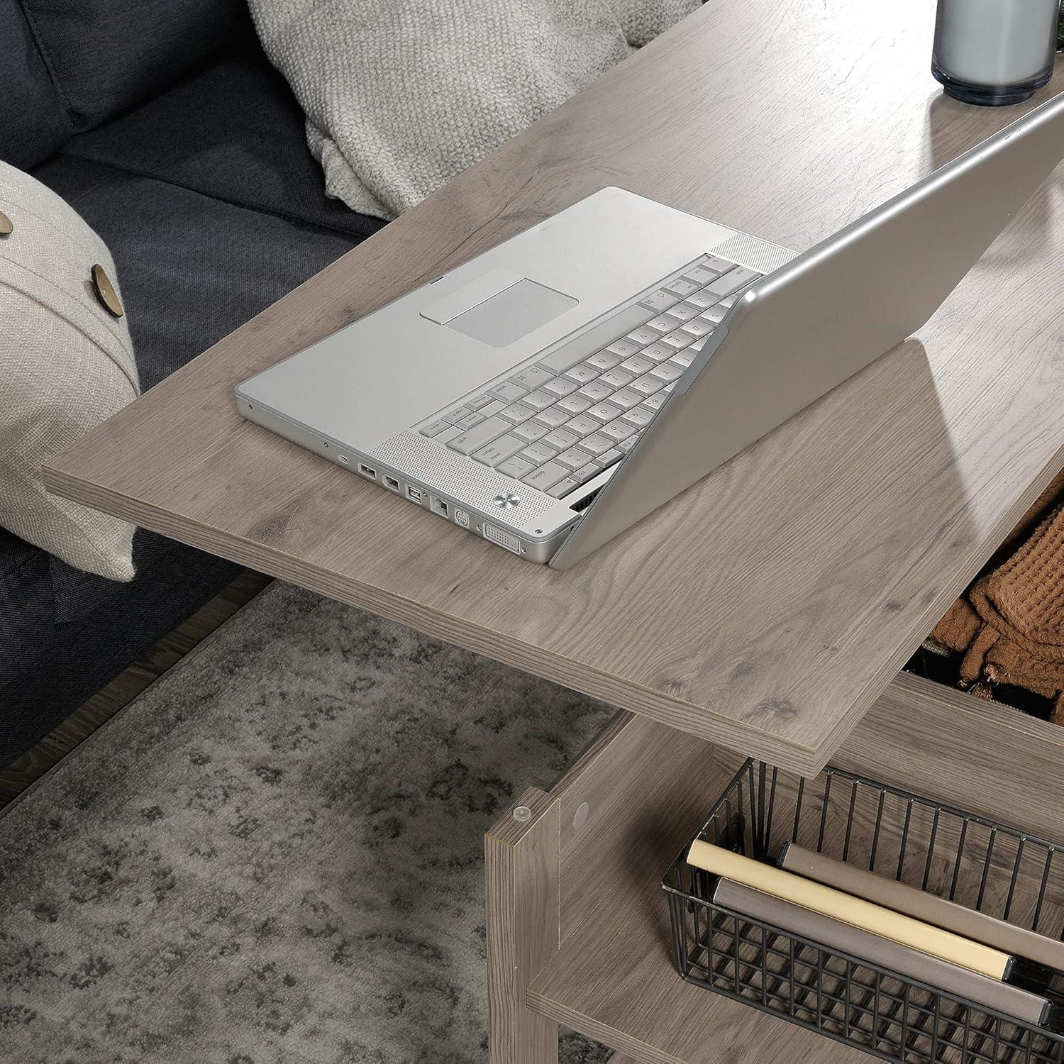 Laurel Oak Lift-Top Coffee Table with Storage and Metal Handle