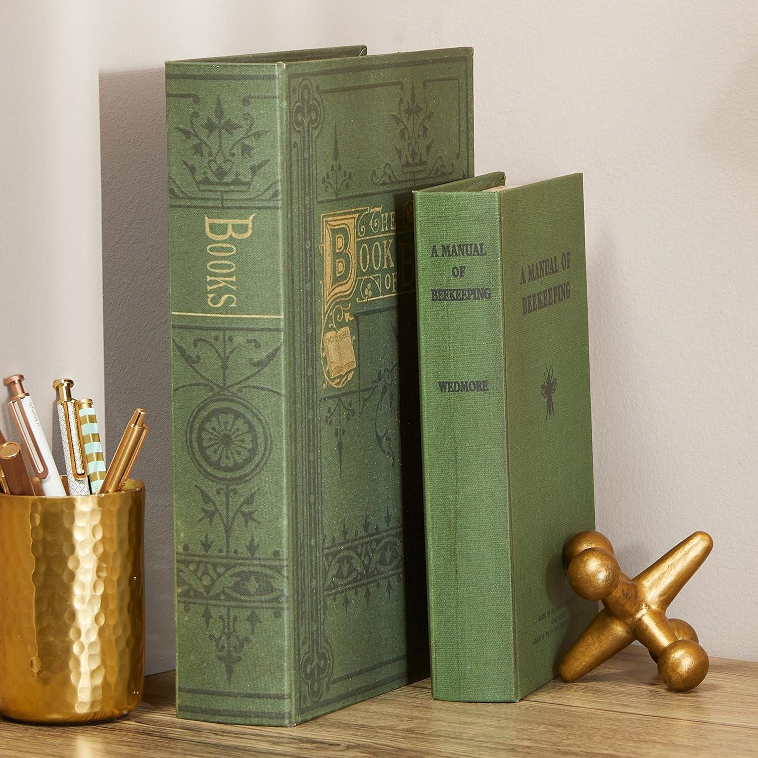 The Lakeside Collection Decorative Book Box - Secret Hiding Place for Valuables - Set of 2