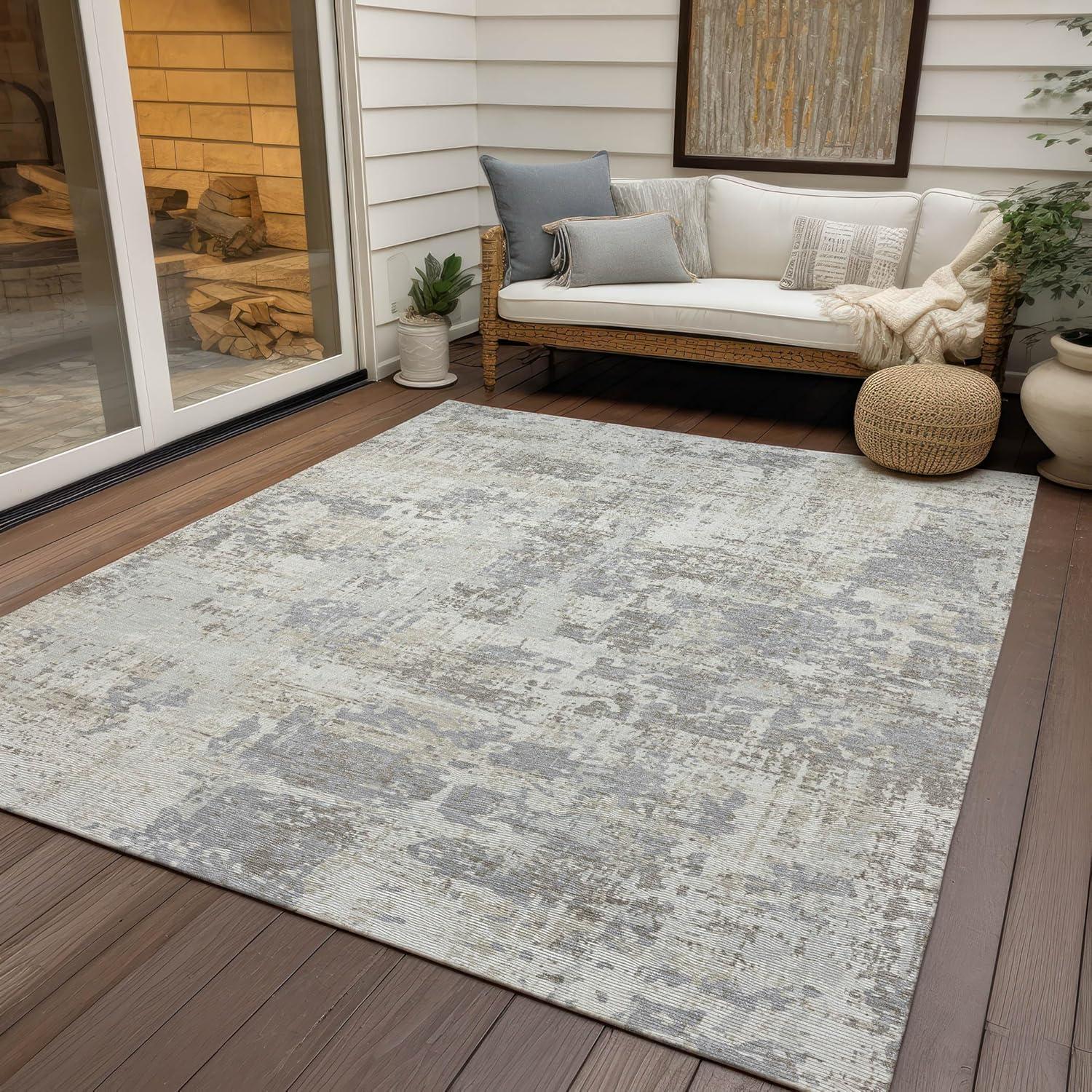 Machine Washable Indoor/Outdoor Chantille ACN1008 Ivory Rug