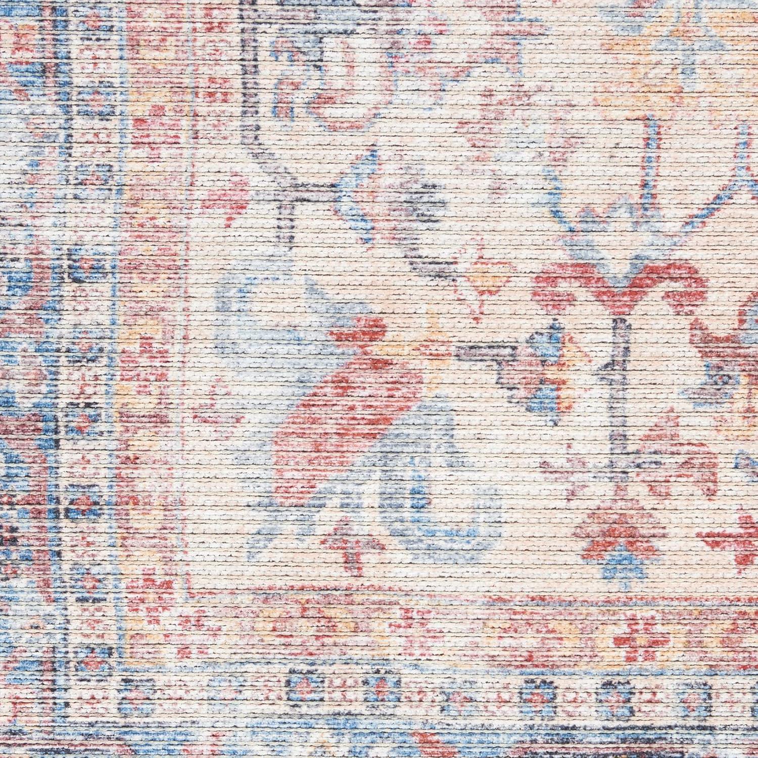 Machine Washable Oriental Blue/Red Area Rug