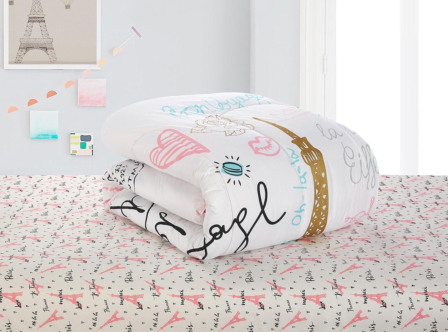 Mainstays Kids Paris Bed-in-a-Bag Bedding with Reversible Comforter