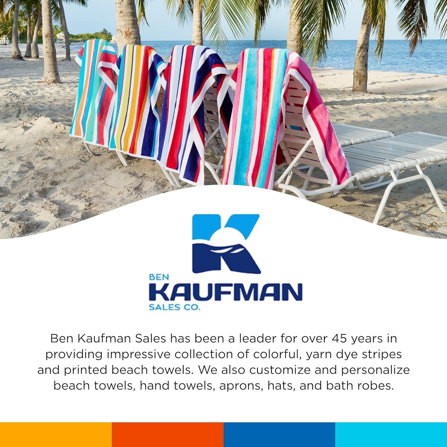 Kaufman 4 Pack 100% Cotton Multicolor Joey Cabana Stripe Beach Pool Towel 32" x 62"