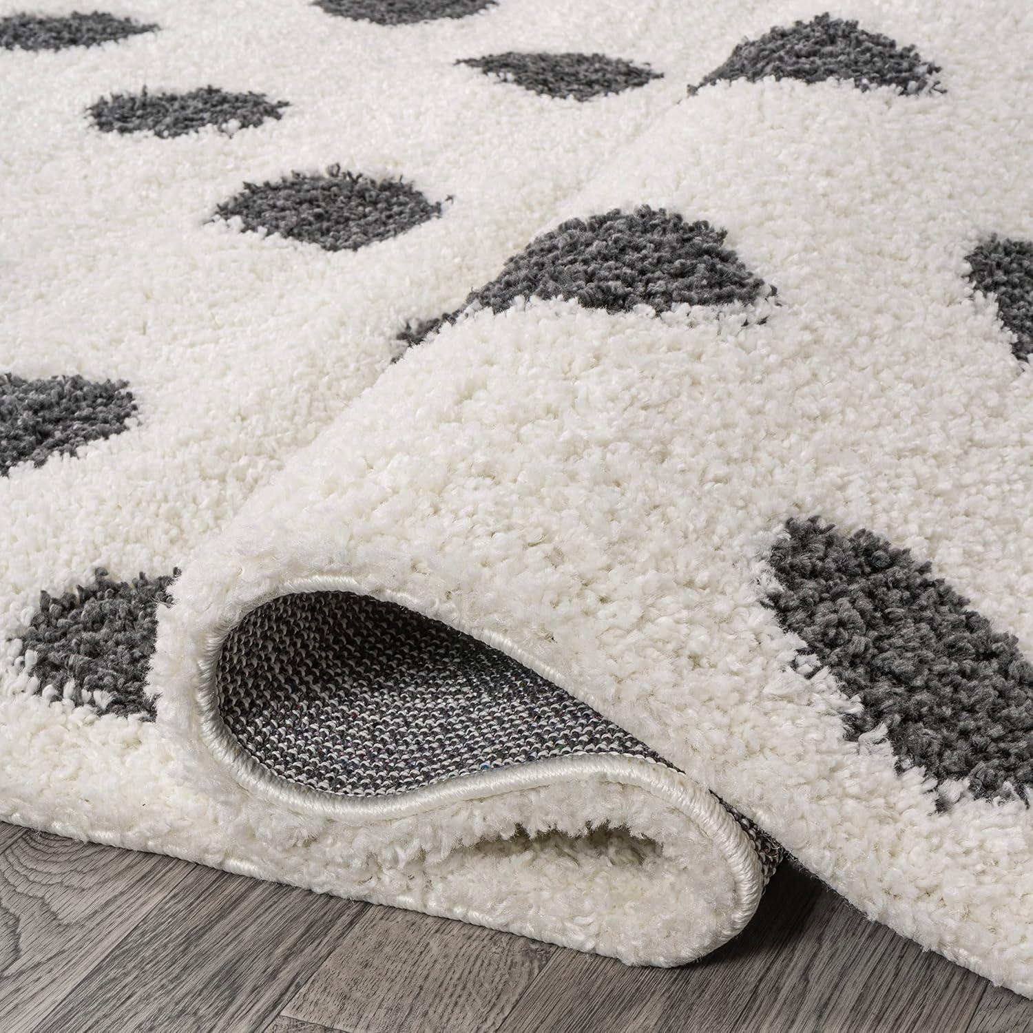 3'x5' Pere Modern Charcoal Dot Shag Area Rug, White/Black - JONATHAN Y