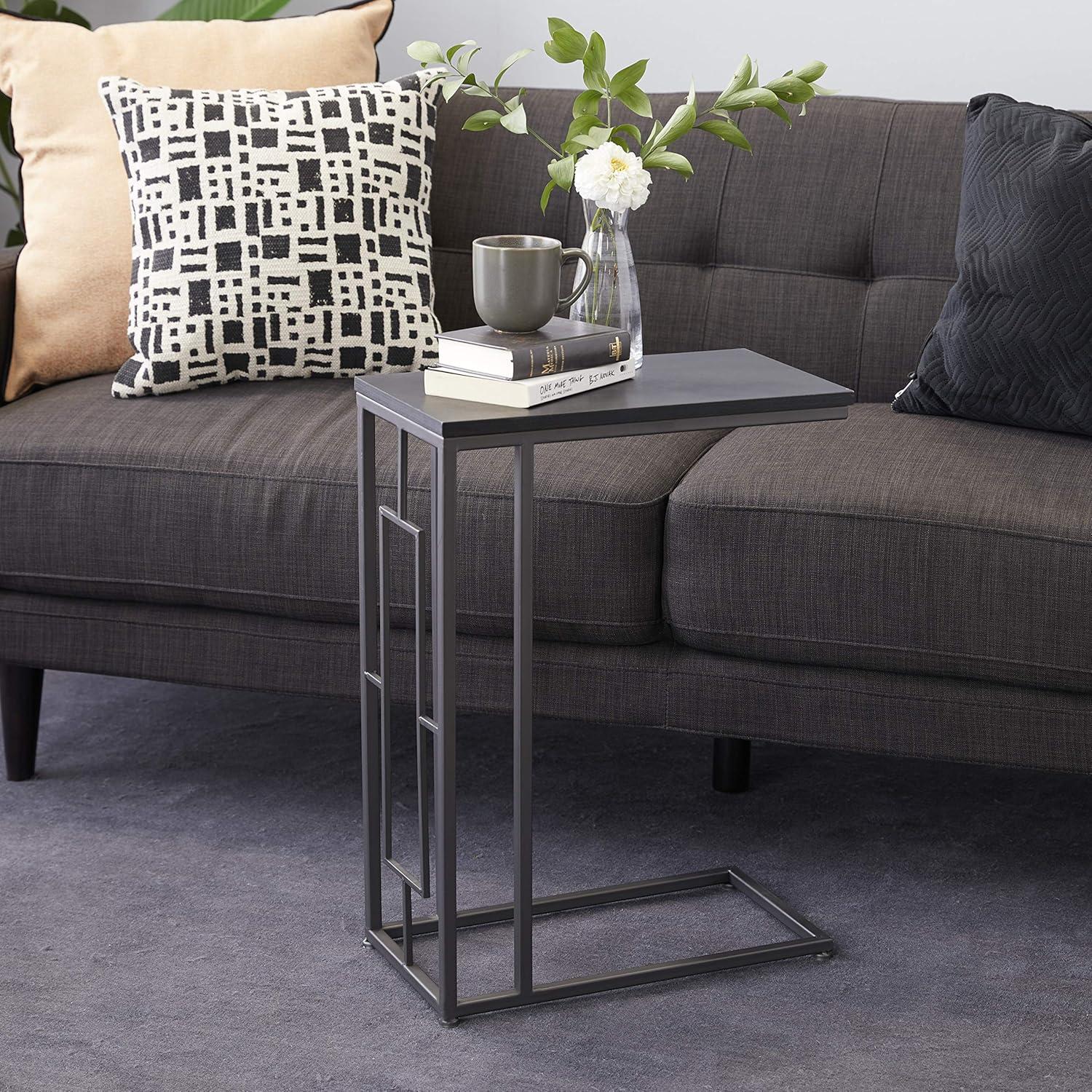 Contemporary Iron and Wood Accent Table Dark Gray - Olivia & May