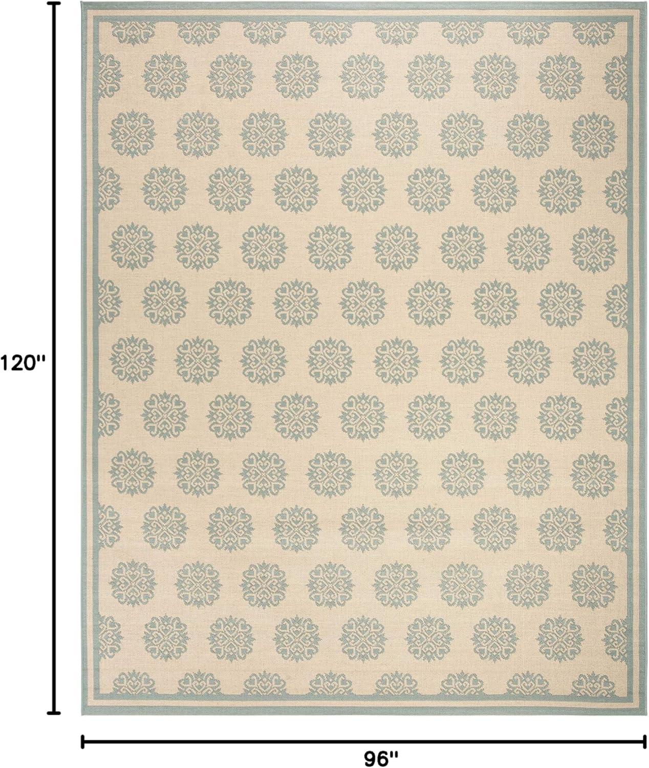 SAFAVIEH Beach House Callahan Geometric Indoor/Outdoor Area Rug Blue/Cream, 7'10" x 10'
