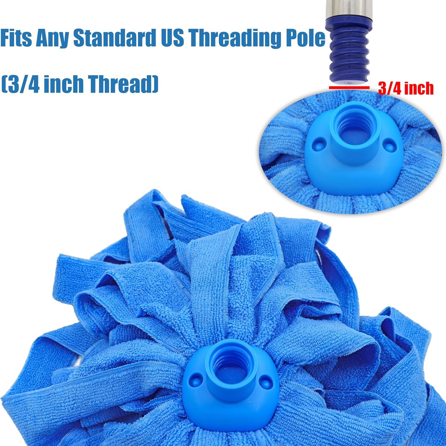 Blue Microfiber Wet/Dry Mop Head Replacements, 3-Pack