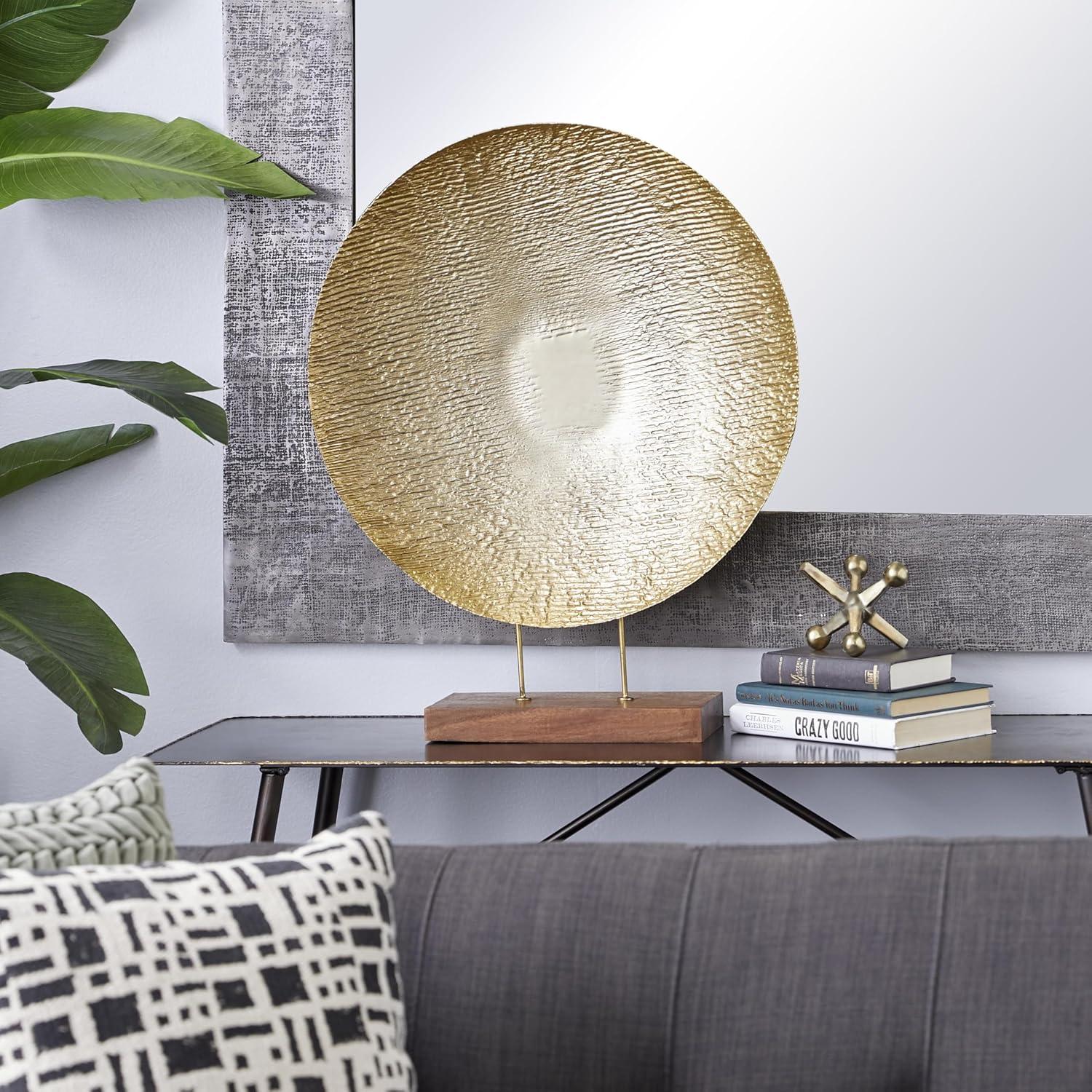 5" x 14" Gold Metal Geometric Sculpture, by DecMode