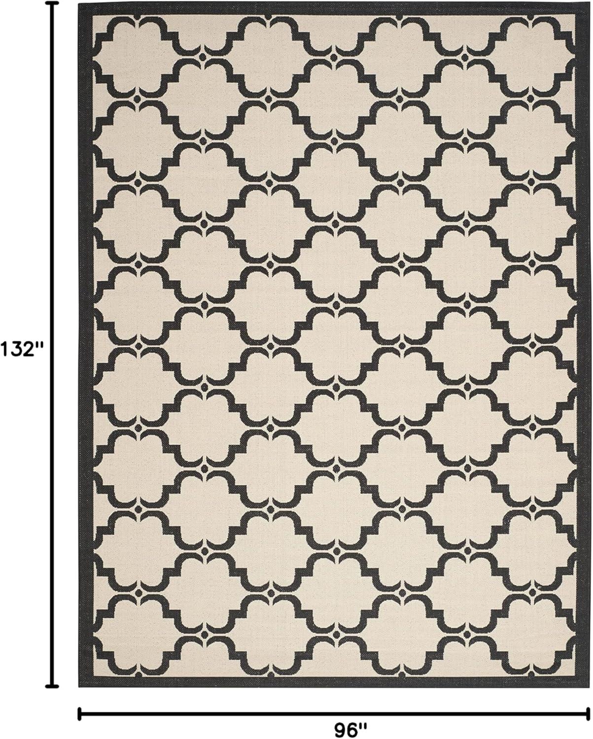 SAFAVIEH Courtyard Estelle Geometric Indoor/Outdoor Area Rug, 8' x 11', Beige/Black