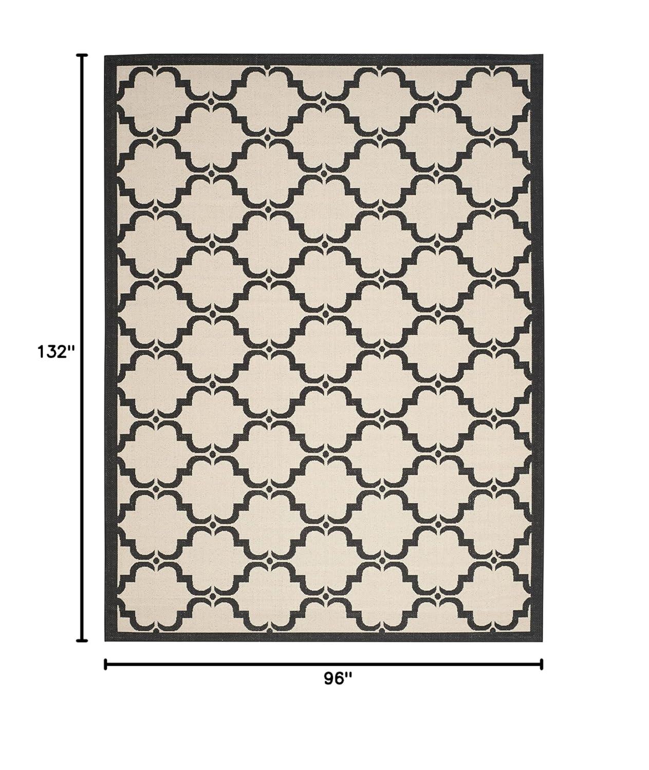 SAFAVIEH Courtyard Estelle Geometric Indoor/Outdoor Area Rug, 8' x 11', Beige/Black